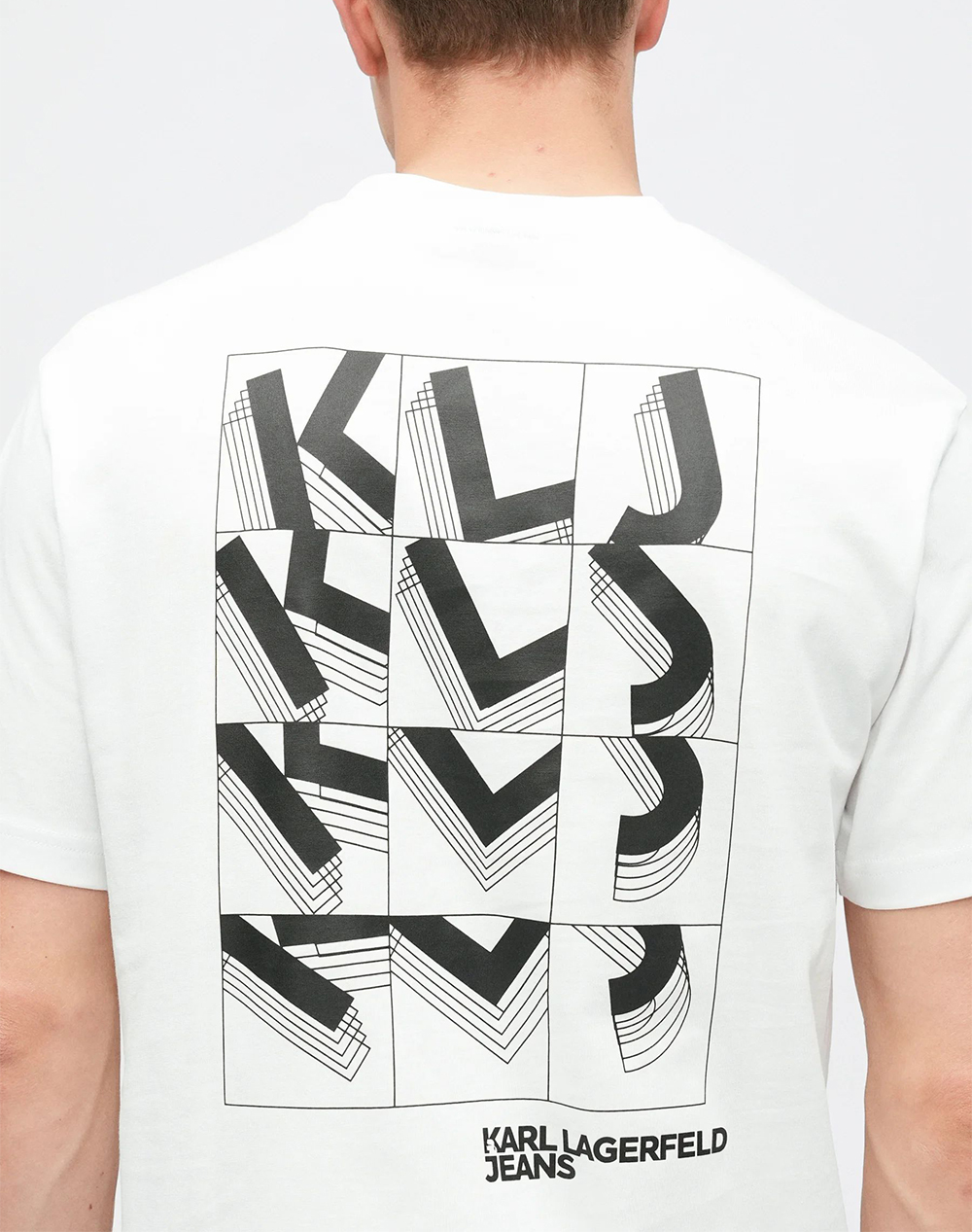 Karl Lagerfeld Jeans Klj Reg Ss Letters Tee B1M17067-100 White ανδρικά ρούχα μπλούζες T-Shirt Politikos Shop Πολιτικός