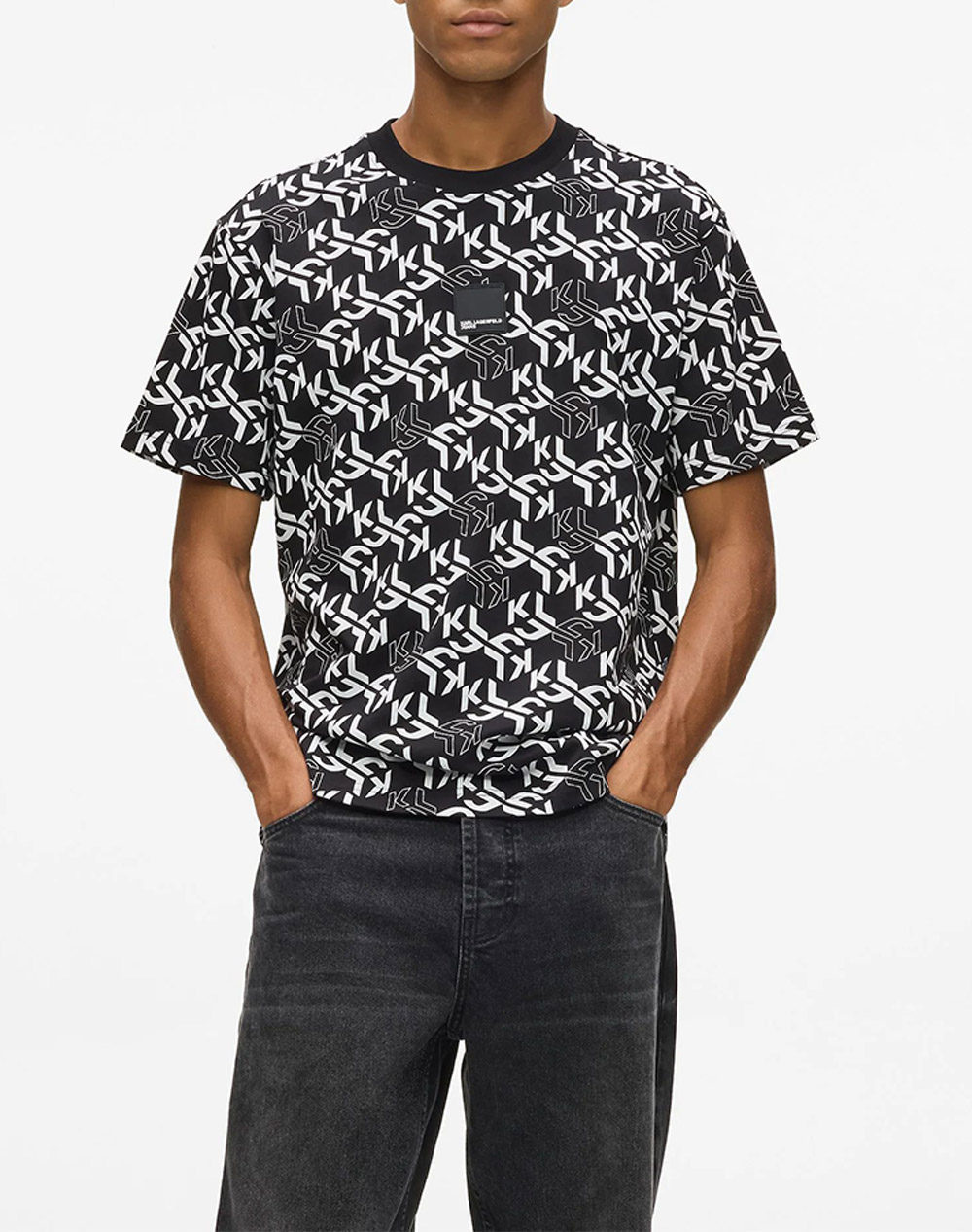 KARL LAGERFELD JEANS KLJ REG SS MONOGRAM AOP TEE B1M17070-1CY Mixed