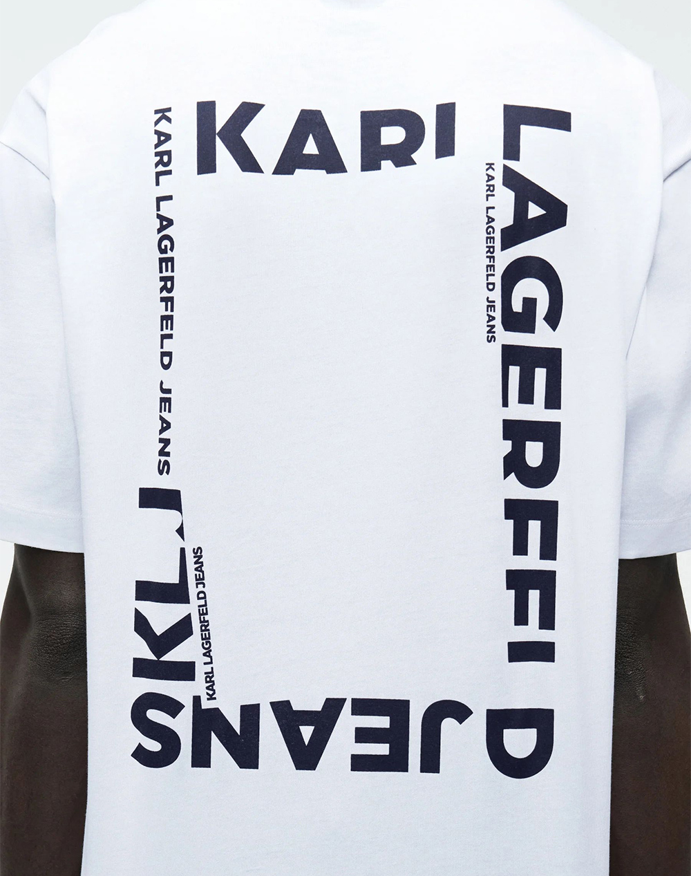 Karl Lagerfeld Jeans Klj Reg Back Frame Tee B2M17090-100 White ανδρικά ρούχα μπλούζες T-Shirt Politikos Shop Πολιτικός