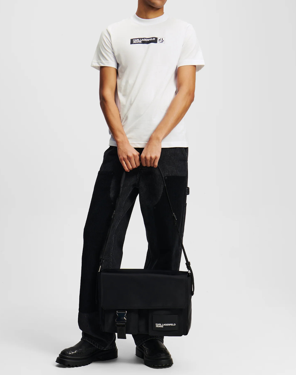 Karl Lagerfeld Jeans Klj Slim Graphic Tee A1M17112-100 White ανδρικά ρούχα μπλούζες T-Shirt Politikos Shop Πολιτικός