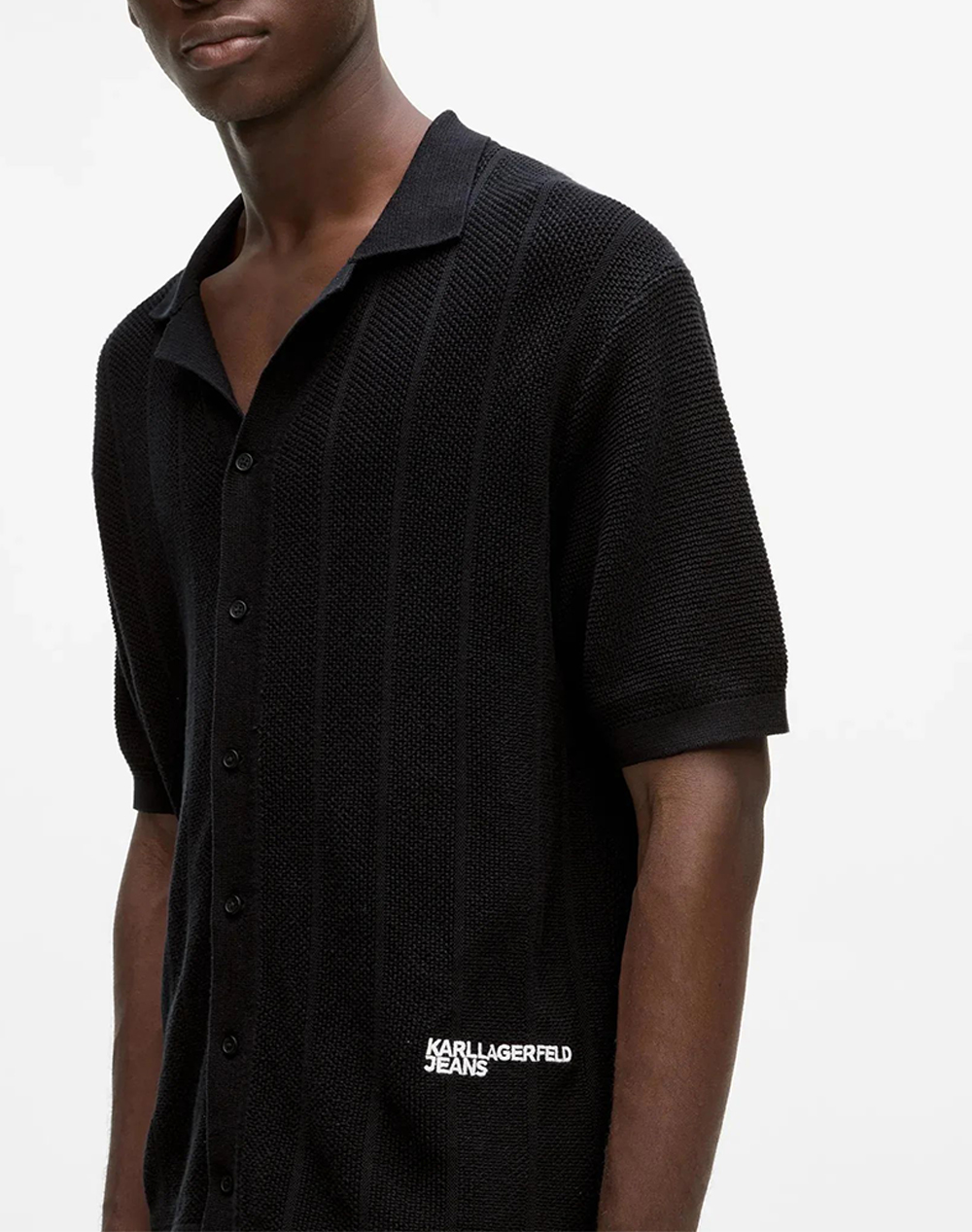 Karl Lagerfeld Jeans Klj Knit Polo B2M18028-999 Black ανδρικά ρούχα μπλούζες Πλεκτά Politikos Shop Πολιτικός