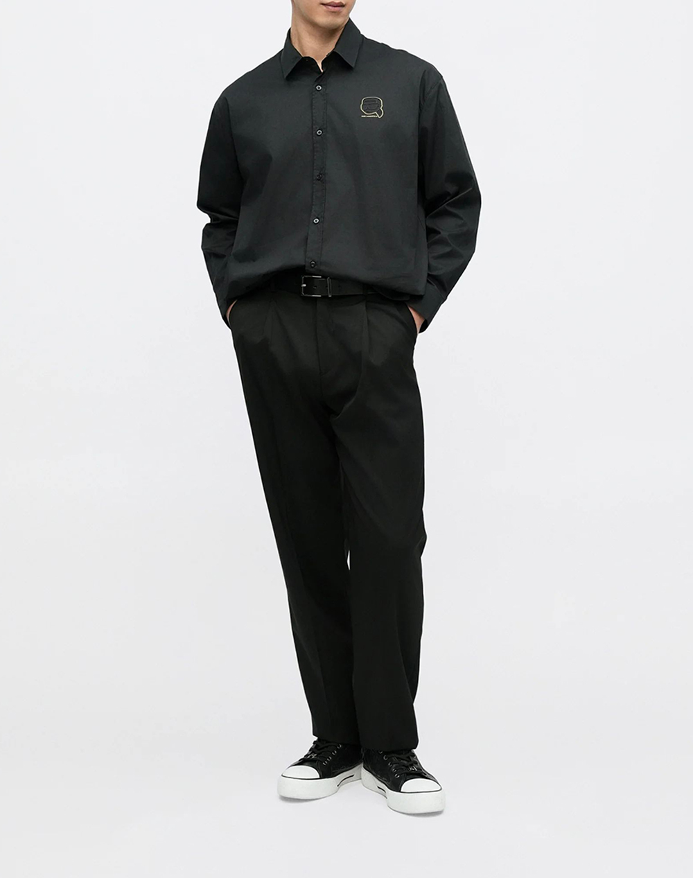 Karl Lagerfeld Shirt Casual 605916-561600-990 Black ανδρικά ρούχα πουκάμισα Politikos Shop Πολιτικός