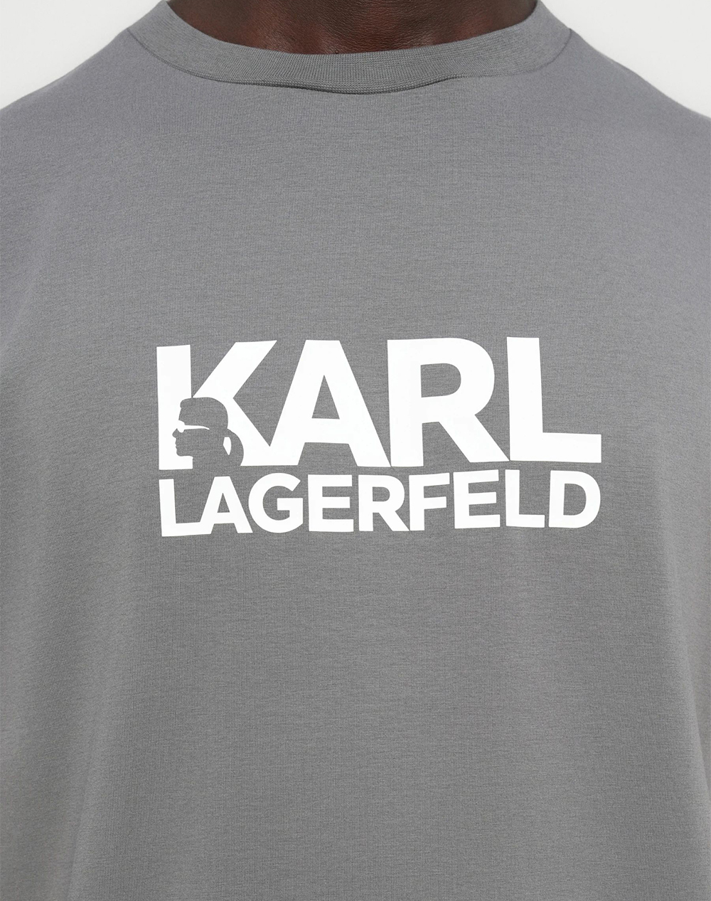 Karl Lagerfeld T-Shirt Crewneck 755780-561235-940 Gray ανδρικά ρούχα μπλούζες Politikos Shop Πολιτικός