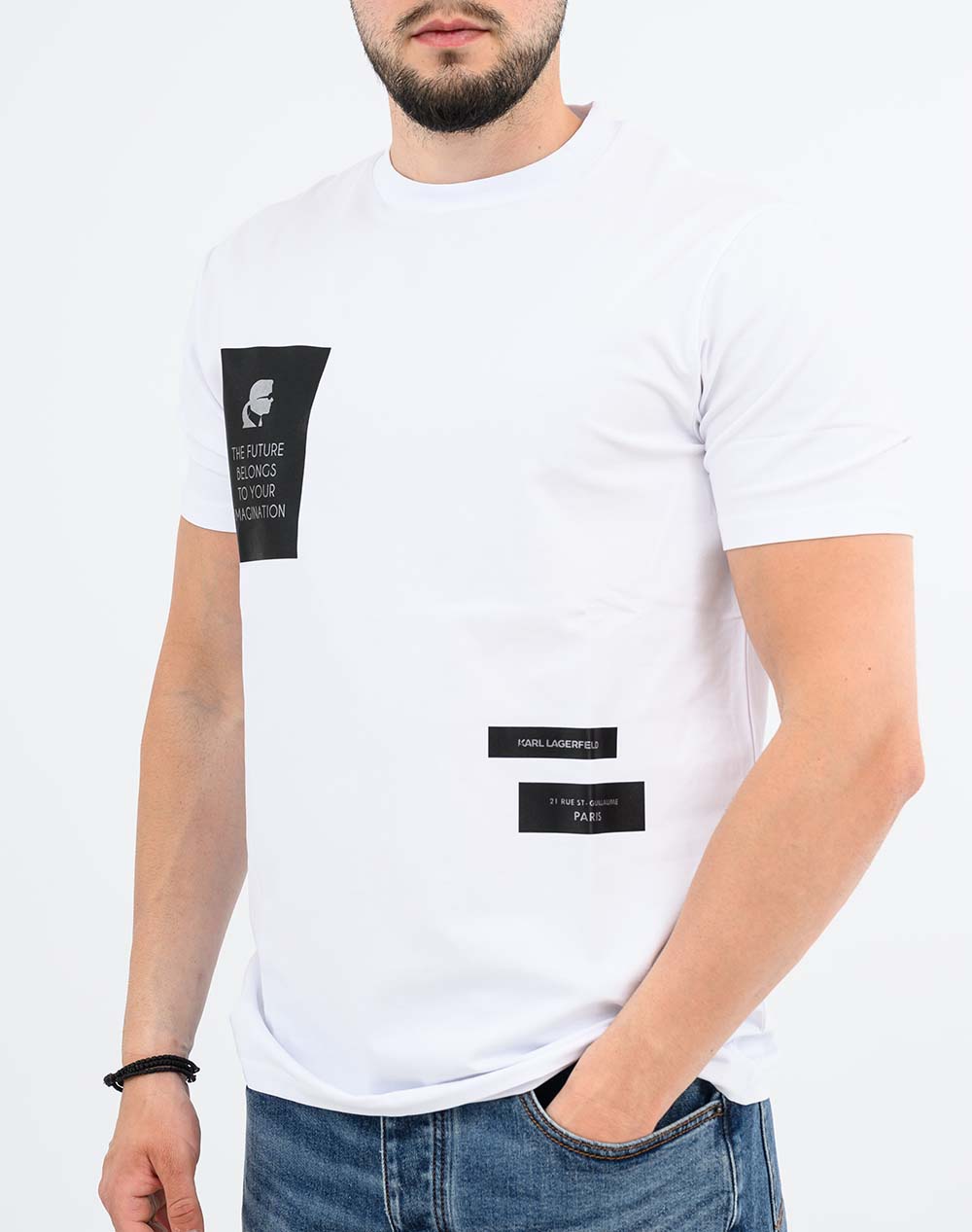Karl Lagerfeld T-Shirt Crewneck 755044-561221-10 White ανδρικά ρούχα μπλούζες Politikos Shop Πολιτικός