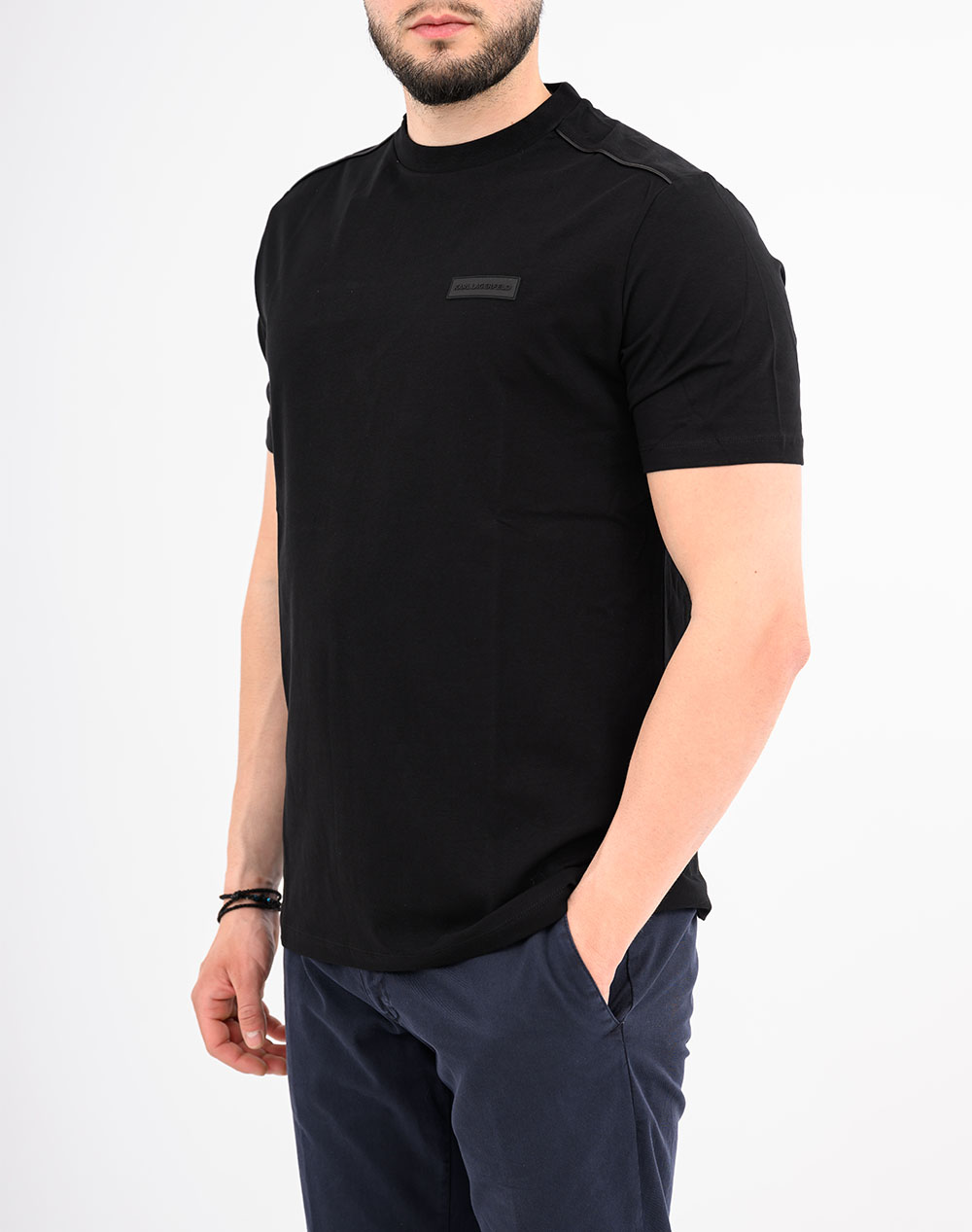 Karl Lagerfeld T-Shirt Crewneck 755020-561221-990 Black ανδρικά ρούχα μπλούζες Politikos Shop Πολιτικός