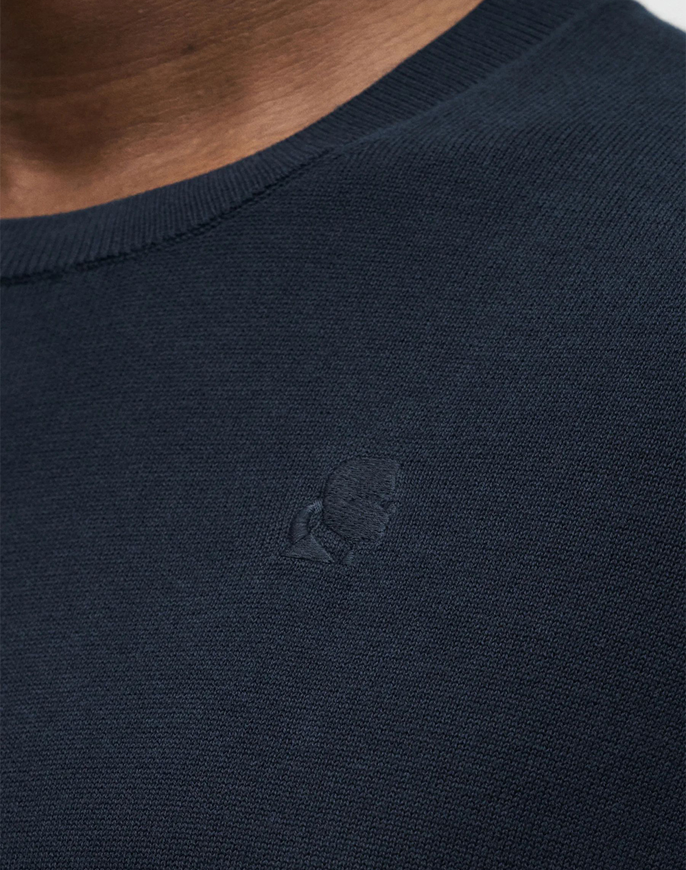 Karl Lagerfeld Knit Crewneck 1 2 655087-562398-690 Darkblue ανδρικά ρούχα μπλούζες T-Shirt Politikos Shop Πολιτικός