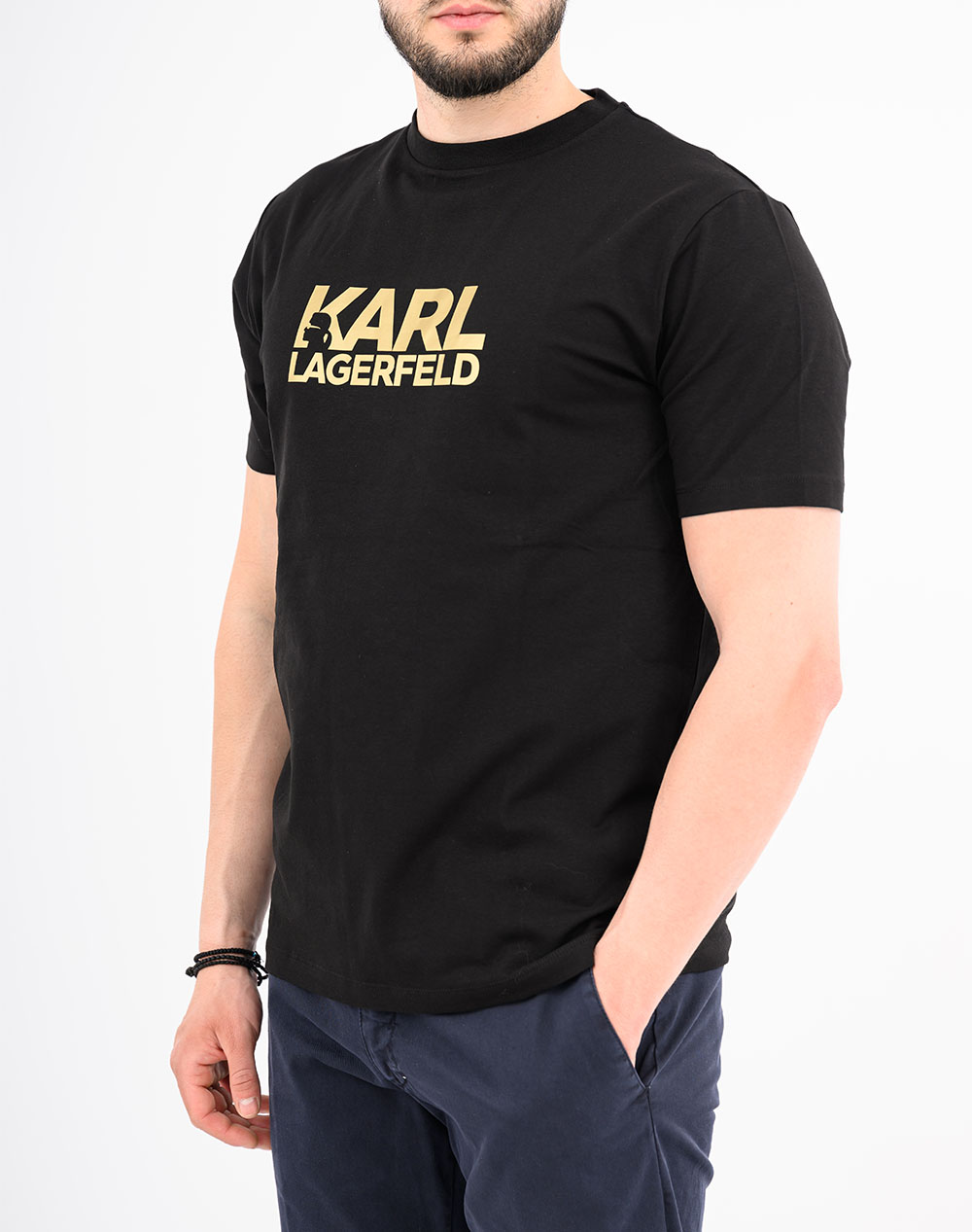 Karl Lagerfeld T-Shirt Crewneck Nos 755780-500235-160 Gold ανδρικά ρούχα μπλούζες Politikos Shop Πολιτικός
