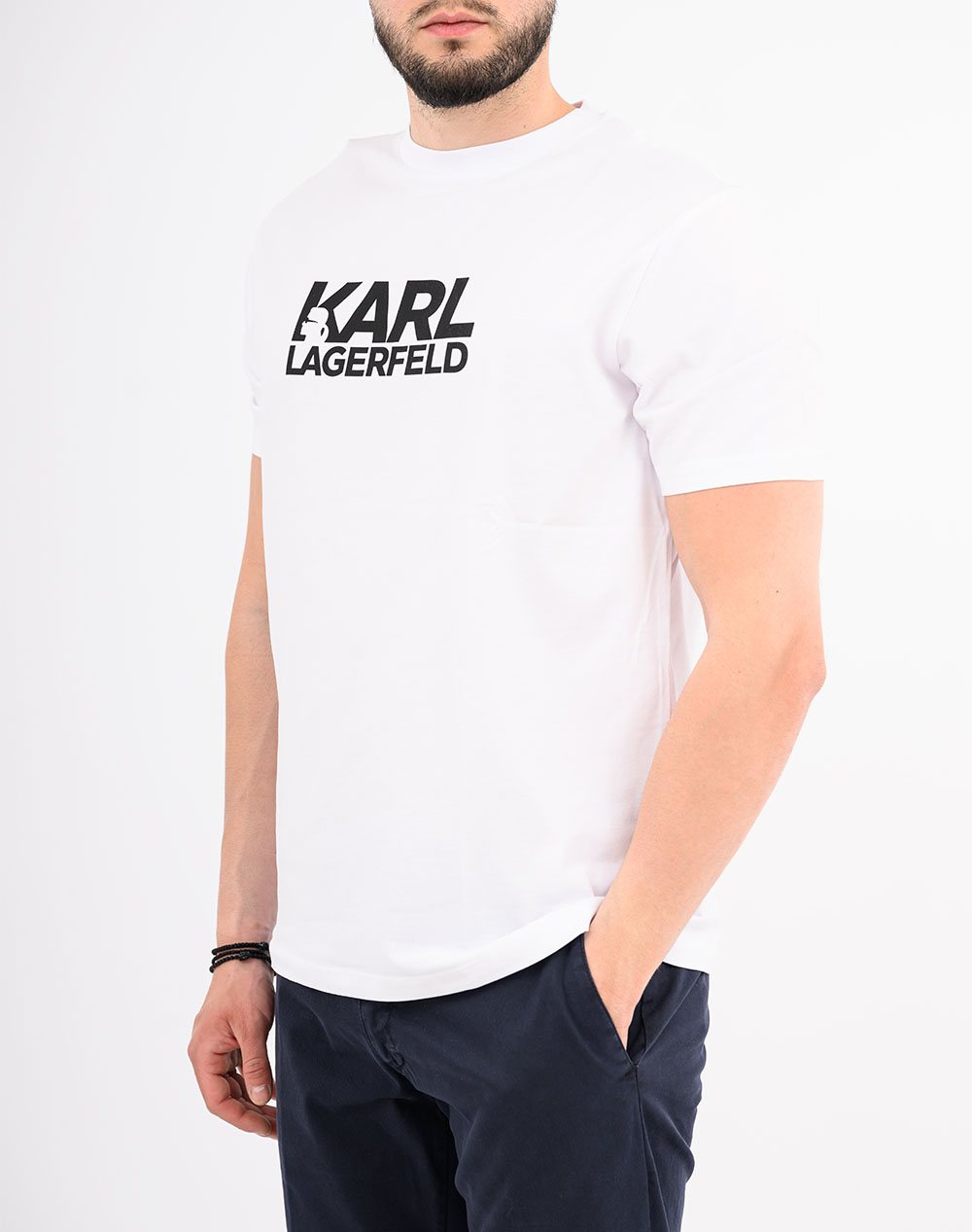 Karl Lagerfeld T-Shirt Crewneck Nos 755780-500235-10 White ανδρικά ρούχα μπλούζες Politikos Shop Πολιτικός