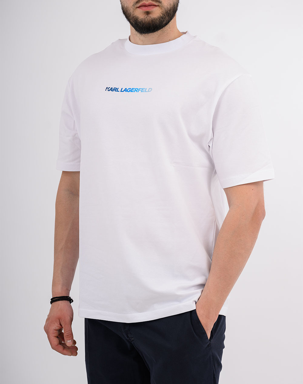 Karl Lagerfeld T-Shirt Crewneck 755150-562235-10 White ανδρικά ρούχα μπλούζες Politikos Shop Πολιτικός