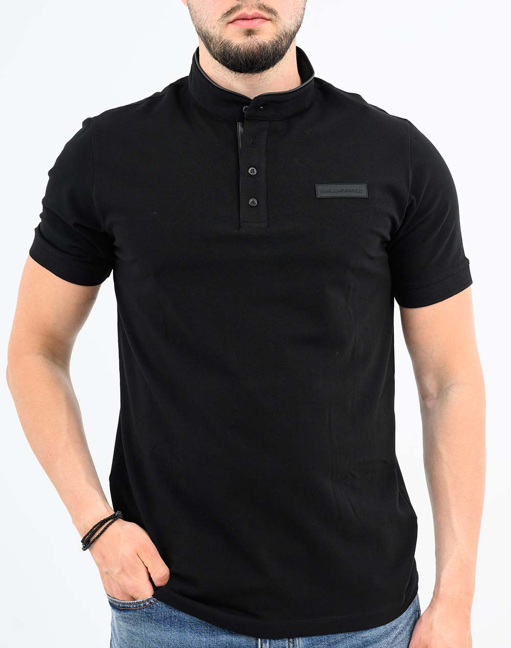 Karl Lagerfeld Polo 745020-561221-990 Black ανδρικά ρούχα μπλούζες Politikos Shop Πολιτικός