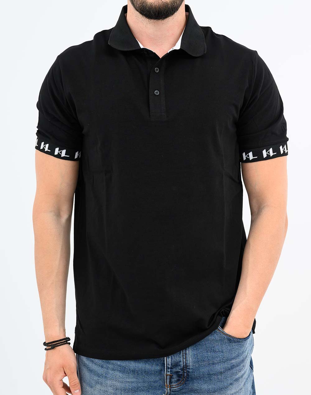 Karl Lagerfeld Polo 745020-562221-990 Black ανδρικά ρούχα μπλούζες Politikos Shop Πολιτικός