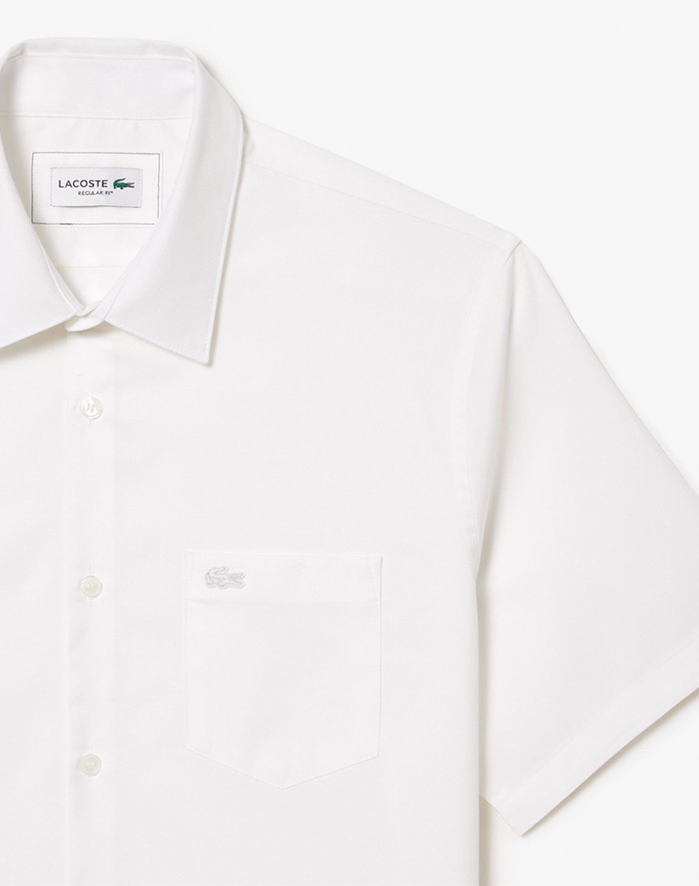 Lacoste Πουκαμισο Κμ Shirt Ss 3Ch8528-001 White ανδρικά ρούχα πουκάμισα Politikos Shop Πολιτικός