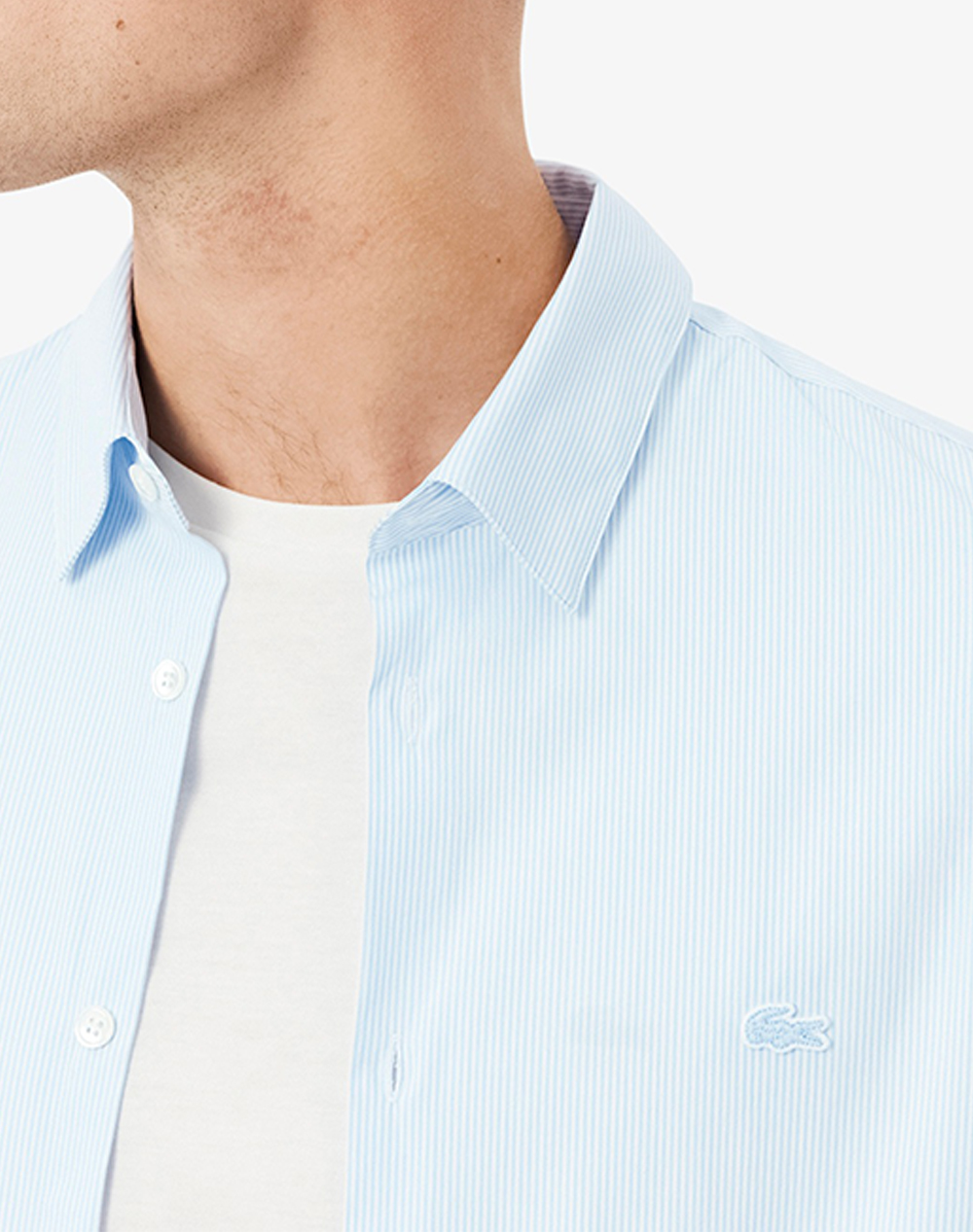 Lacoste Πουκαμισο Μμ Long Sleeved City Shirt 3Ch0198-Marine Lightblue ανδρικά ρούχα πουκάμισα Politikos Shop Πολιτικός