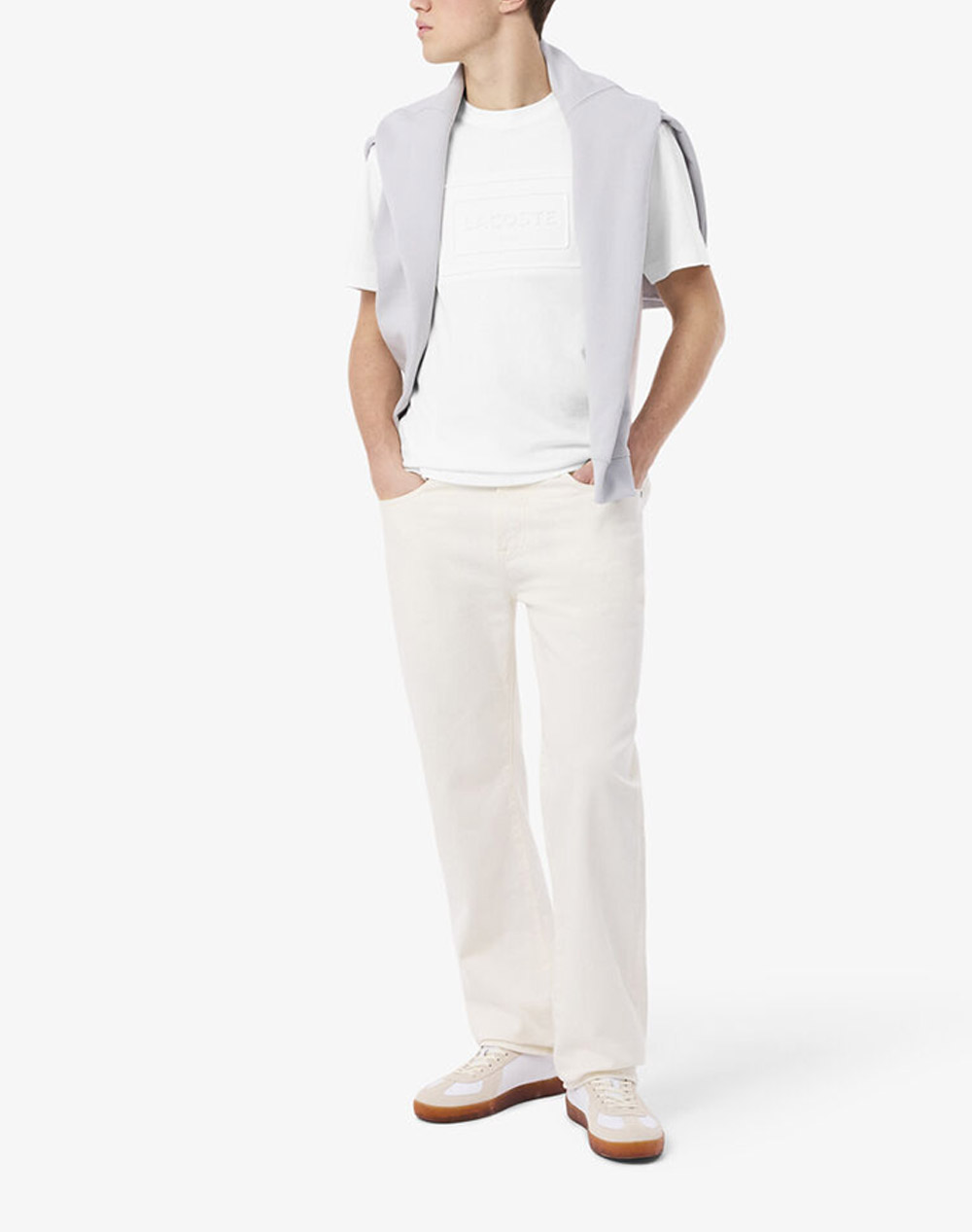 Lacoste Μπλούζα Κμ Tee-Shirt Ss 3Th0794-70V Offwhite ανδρικά ρούχα μπλούζες T-Shirt Politikos Shop Πολιτικός
