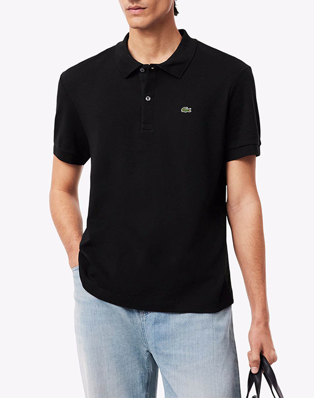 LACOSTE ΜΠΛΟΥΖΑ ΚΜ SHORT SLEEVED RIBBED COLLAR SHIRT 3DH2050-031 Black