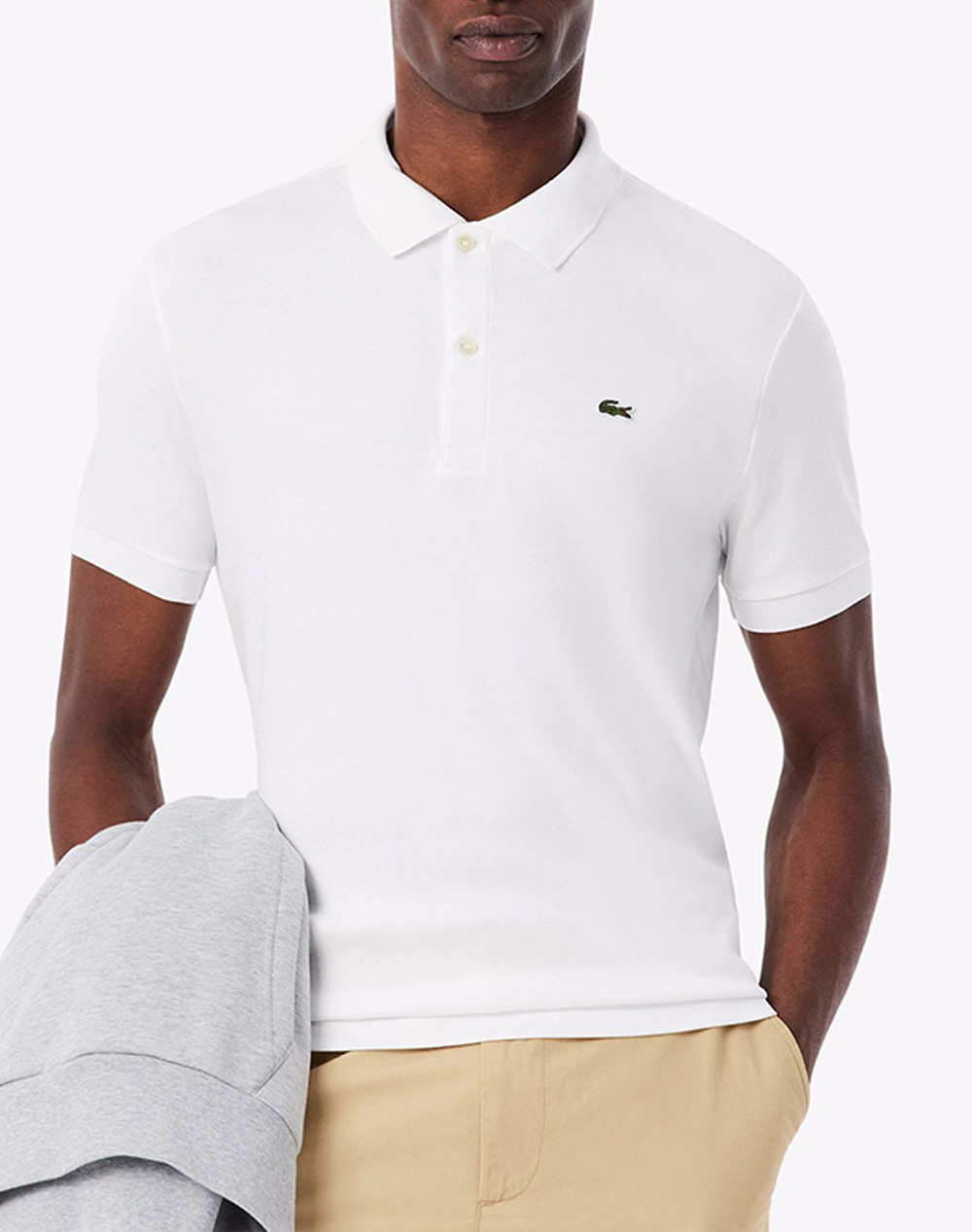 LACOSTE ΜΠΛΟΥΖΑ ΚΜ SHORT SLEEVED RIBBED COLLAR SHIRT 3DH2050-001 White