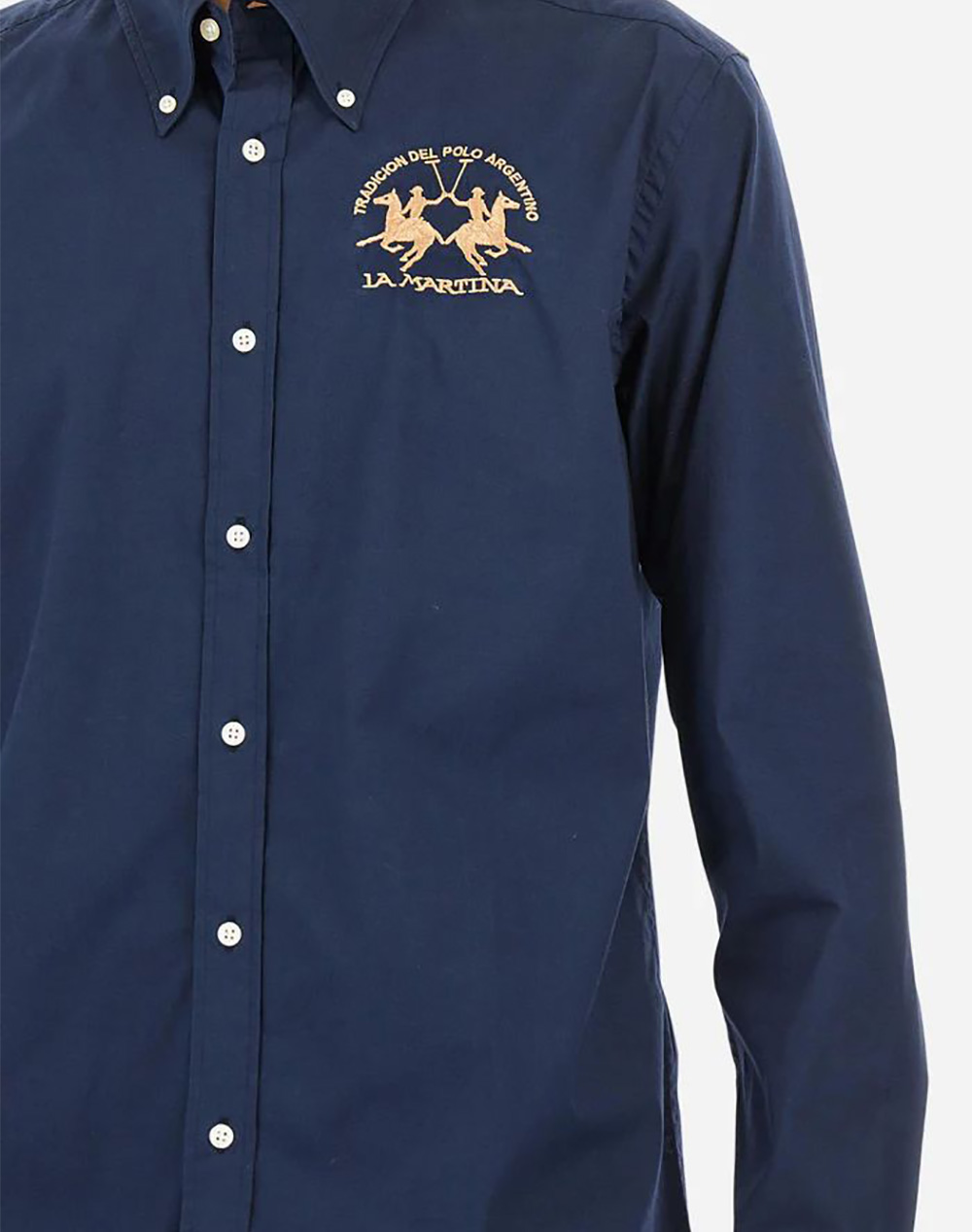 La Martina Πουκαμισο Μμ Man Shirt L S Poplin 3Lmccmc01-Pp483-07017 Navyblue ανδρικά ρούχα πουκάμισα Politikos Shop Πολιτικός
