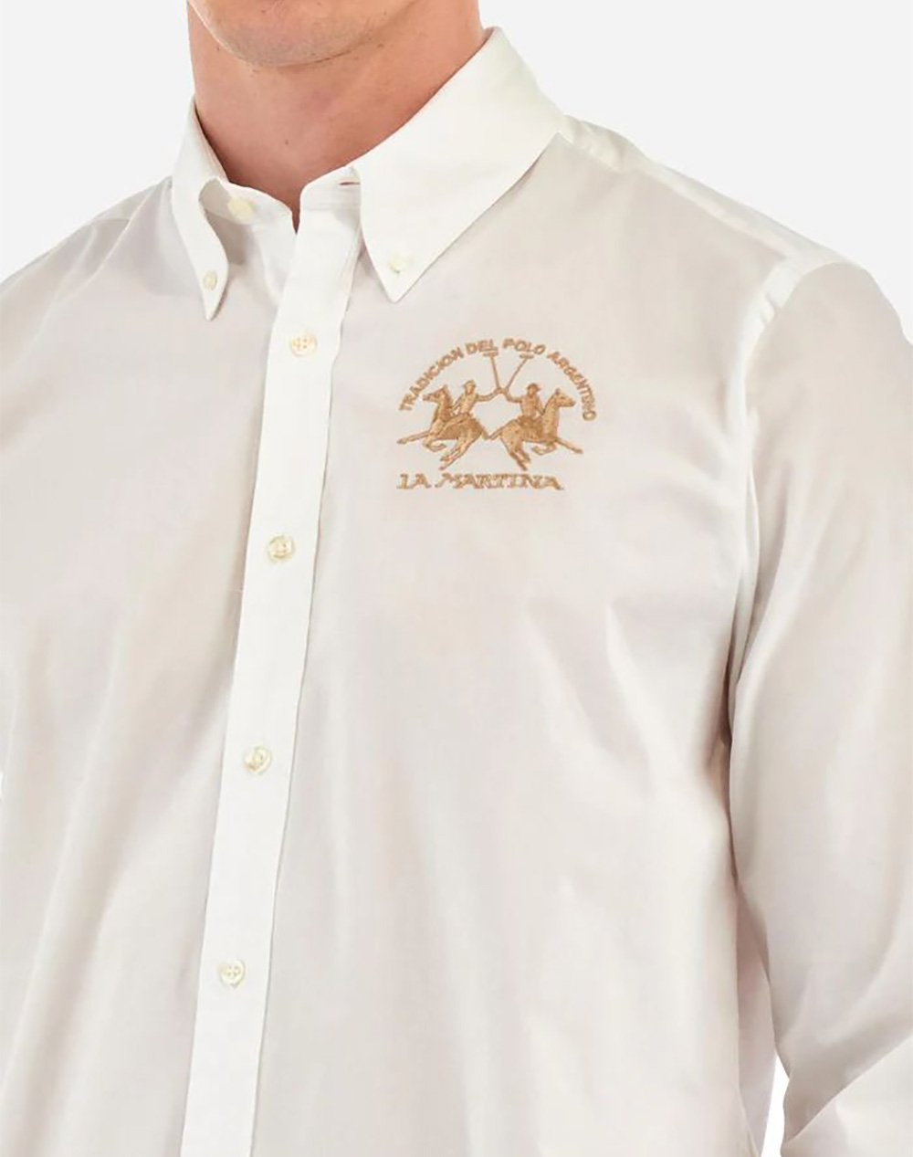 La Martina Πουκαμισο Μμ Man Shirt L S Poplin 3Lmccmc01-Pp483-00001 White ανδρικά ρούχα πουκάμισα Politikos Shop Πολιτικός