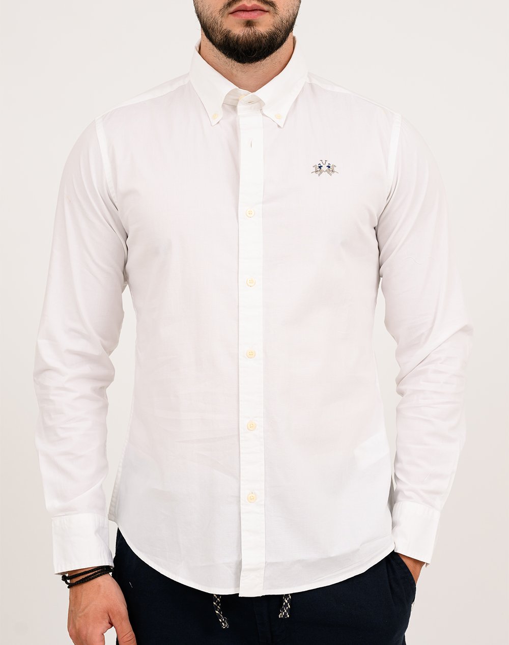 LA MARTINA ΠΟΥΚΑΜΙΣΟ ΜΜ MAN SHIRT L/S POPLIN 3LMCCMC02-PP483-00001 White