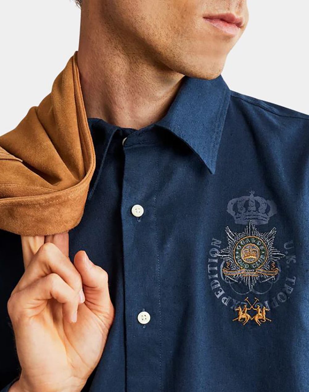 La Martina Πουκαμισο Μμ Man Shirt L S Light Cotton Lin 3Lmmccg01-07017 Navyblue ανδρικά ρούχα πουκάμισα Politikos Shop Πολιτικός