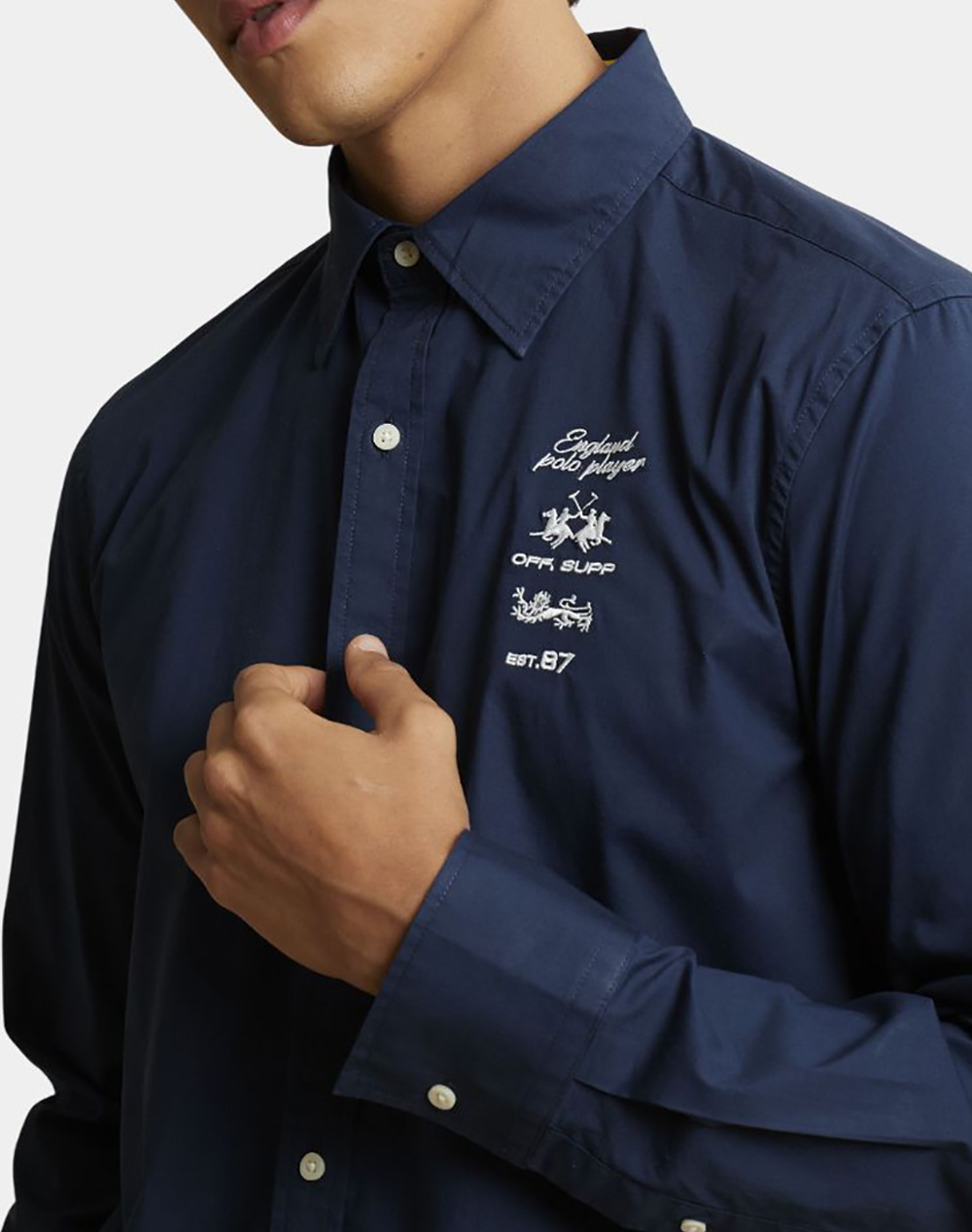 La Martina Πουκαμισο Μμ Man Shirt L Sleeve Poplin 3Lmmcc600-07017 Darkblue ανδρικά ρούχα πουκάμισα Politikos Shop Πολιτικός
