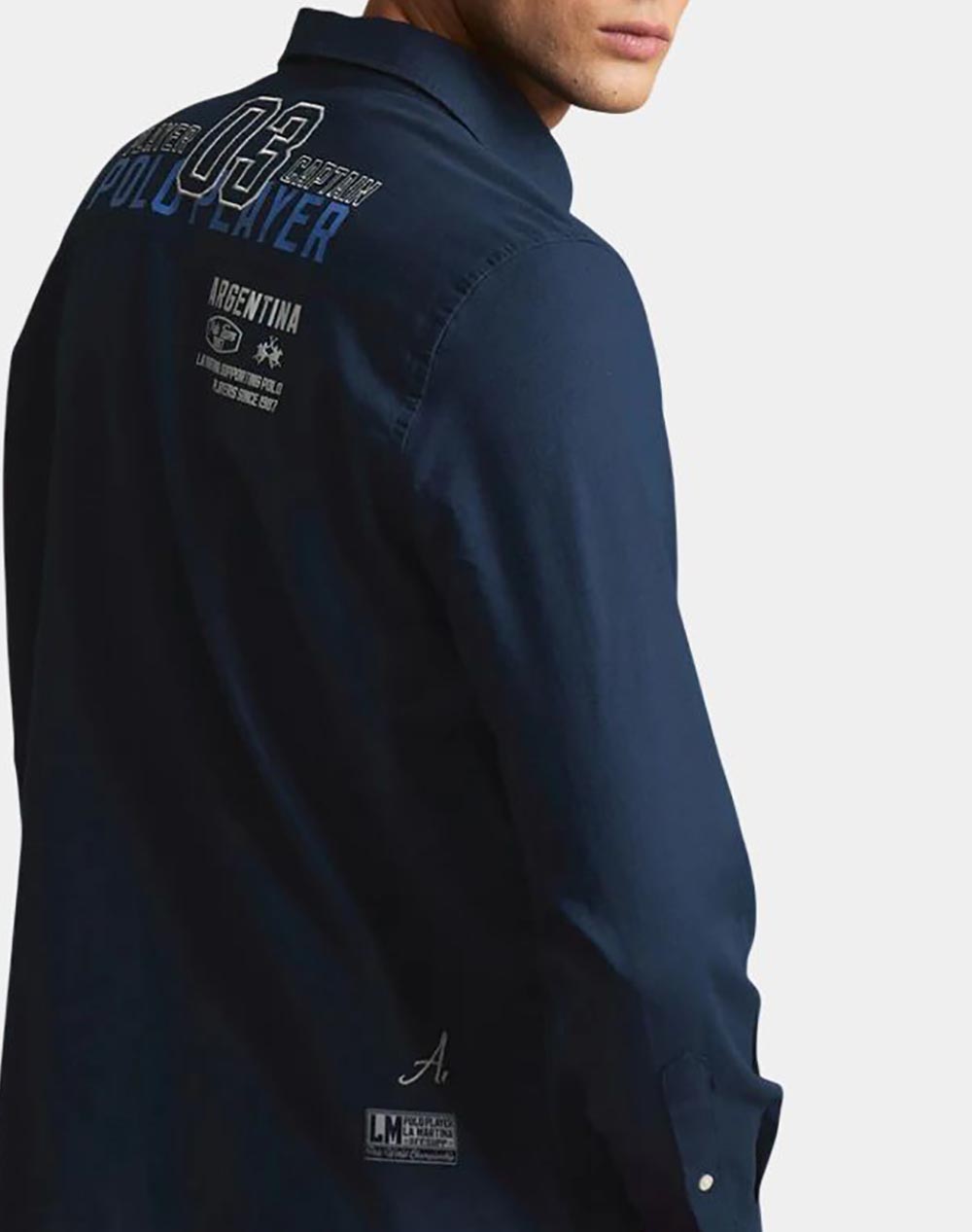 La Martina Πουκαμισο Μμ Man Shirt L S Light Cotton Lin 3Lmmcc603-07017 Navyblue ανδρικά ρούχα πουκάμισα Politikos Shop Πολιτικός