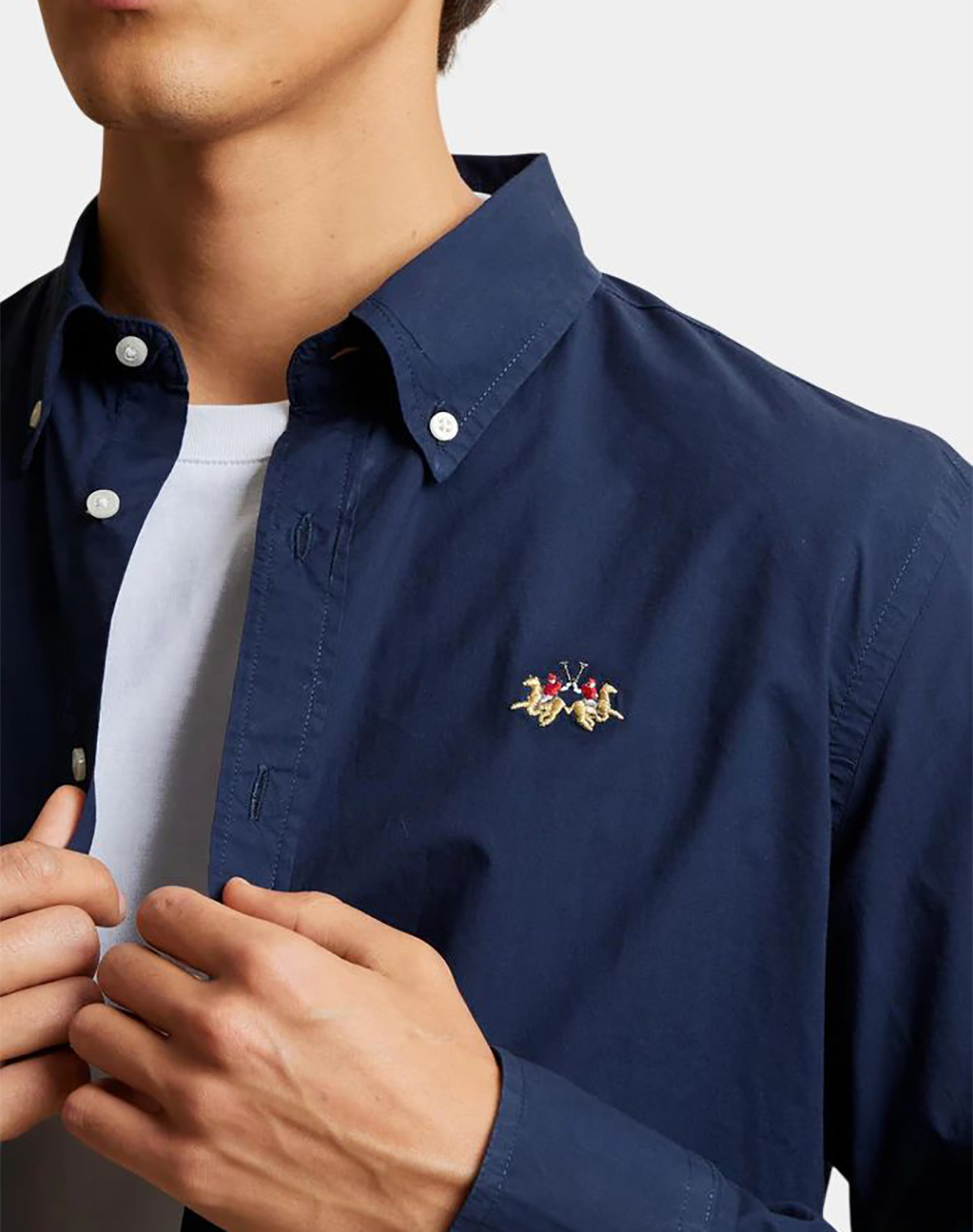 La Martina Πουκαμισο Μμ Man Shirt L S Poplin 3Lmmcc016-07017 Darkblue ανδρικά ρούχα πουκάμισα Politikos Shop Πολιτικός