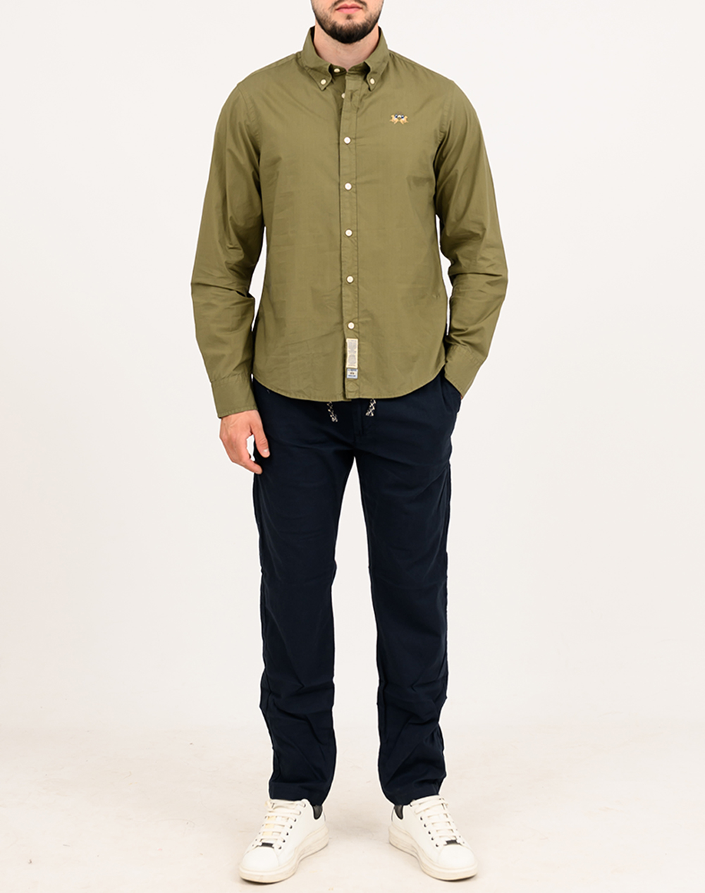 La Martina Πουκαμισο Μμ Man Shirt L S Poplin 3Lmmcc016-03116 Olive ανδρικά ρούχα πουκάμισα Politikos Shop Πολιτικός