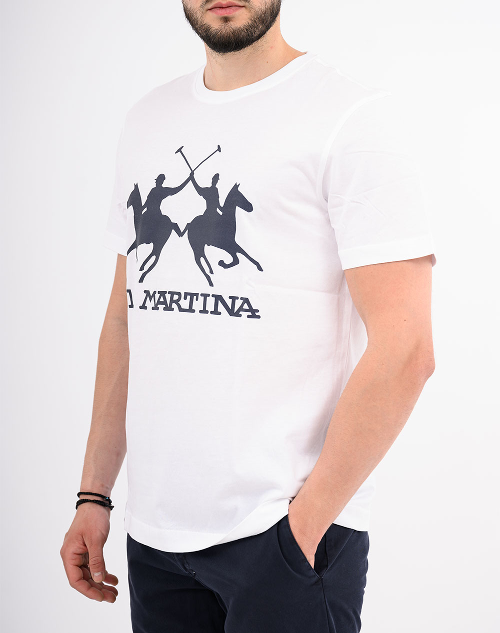 La Martina Μπλούζα T-Shirt Κμ Man S Tshirt Jersey 3Lmmcr001-00001 White ανδρικά ρούχα μπλούζες Politikos Shop Πολιτικός