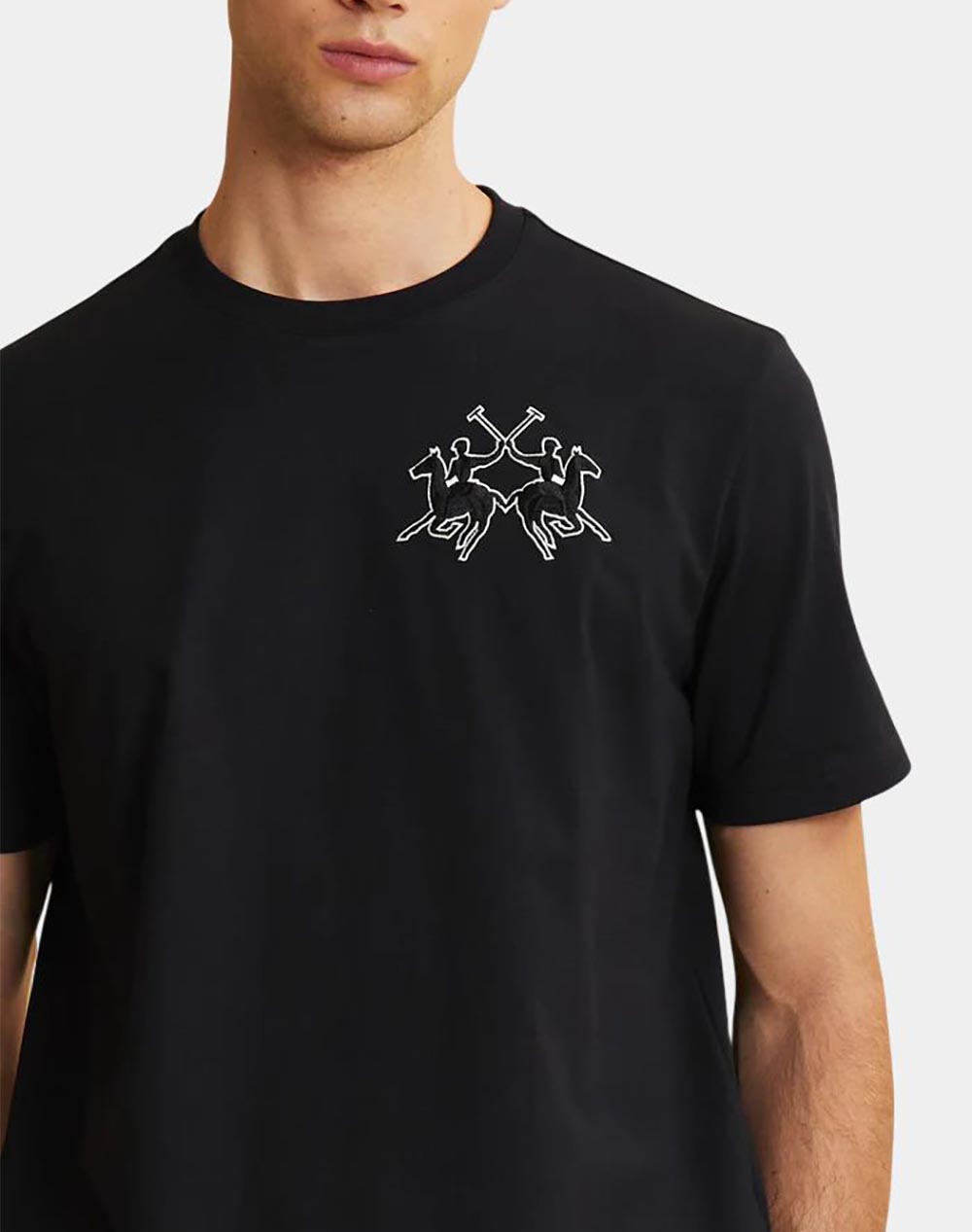 La Martina Μπλούζα T-Shirt Κμ Man S Sleeve Cotton He 3Lmmcr008-09999 Black ανδρικά ρούχα μπλούζες Politikos Shop Πολιτικός
