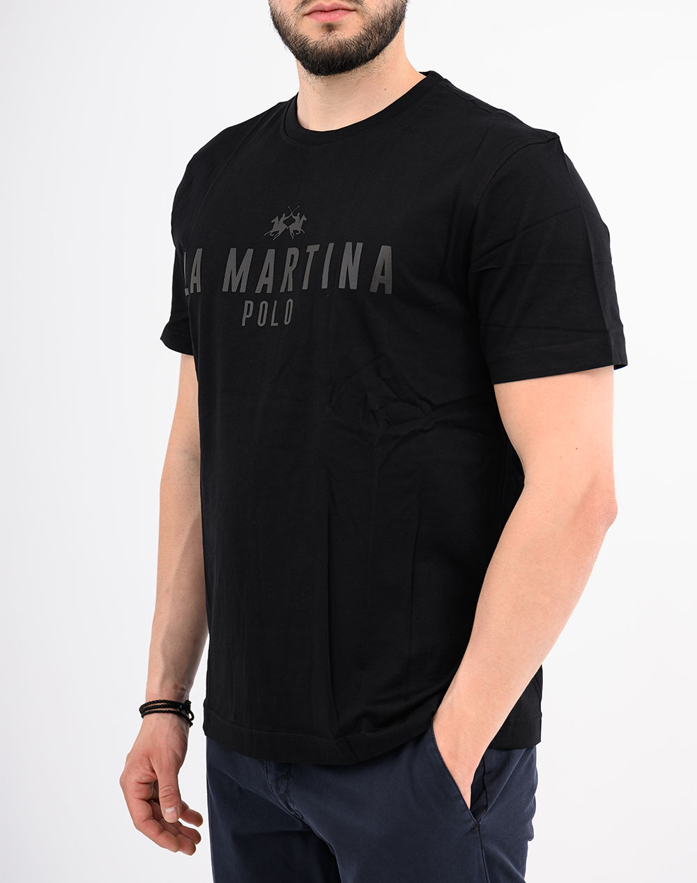 La Martina Μπλούζα T-Shirt Κμ Man S Tshirt Jersey 3Lmmcr322-09999 Black ανδρικά ρούχα μπλούζες Politikos Shop Πολιτικός