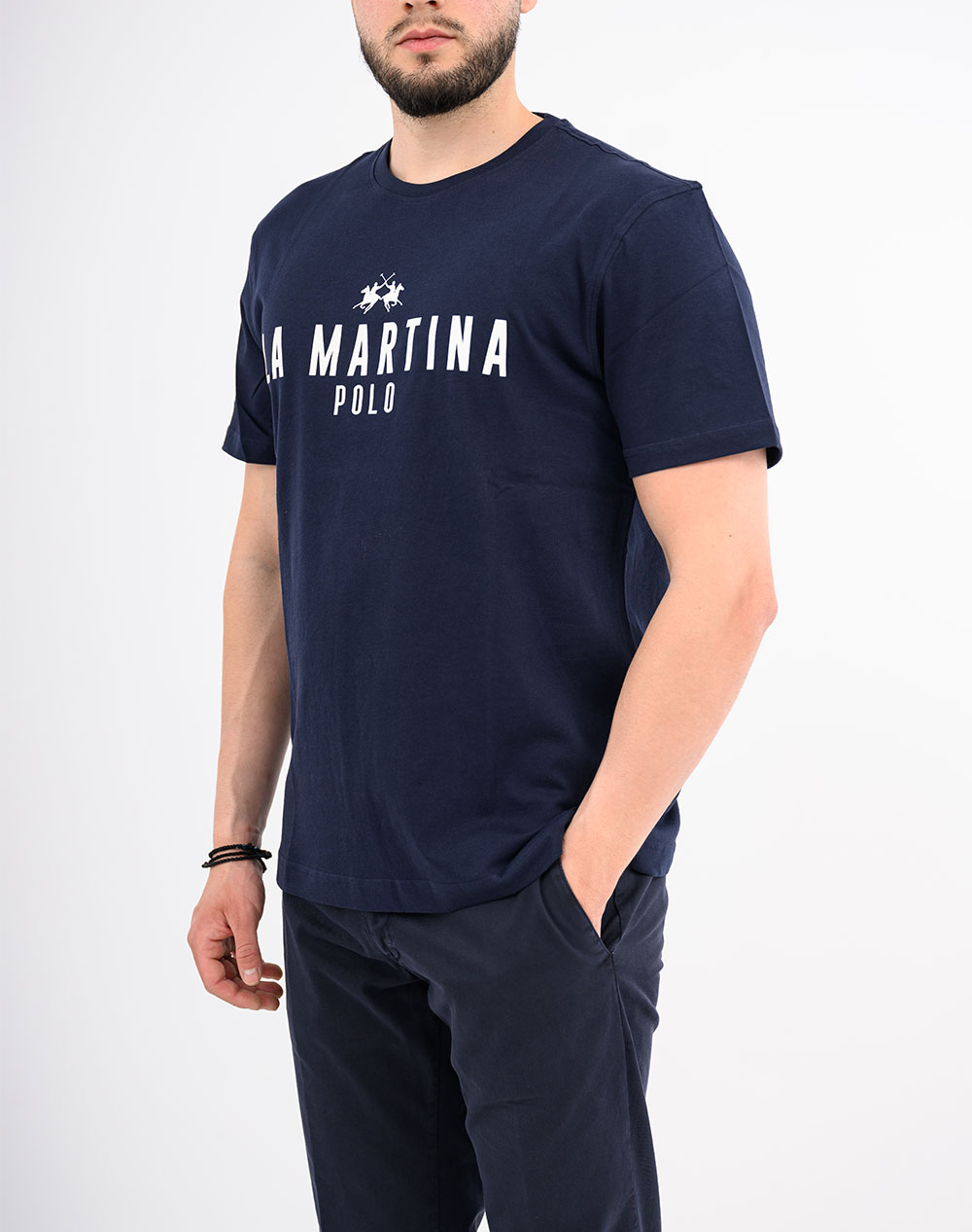 La Martina Μπλούζα T-Shirt Κμ Man S Tshirt Jersey 3Lmmcr322-07017 Navyblue ανδρικά ρούχα μπλούζες Politikos Shop Πολιτικός