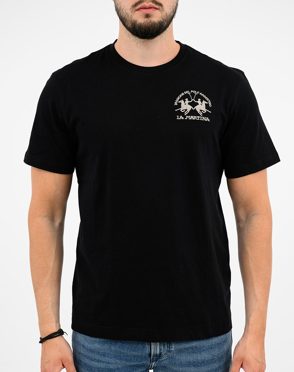 La Martina Μπλούζα T-Shirt Κμ Man S Tshirt Jersey 3Lmmcr009-09999 Black ανδρικά ρούχα μπλούζες Politikos Shop Πολιτικός