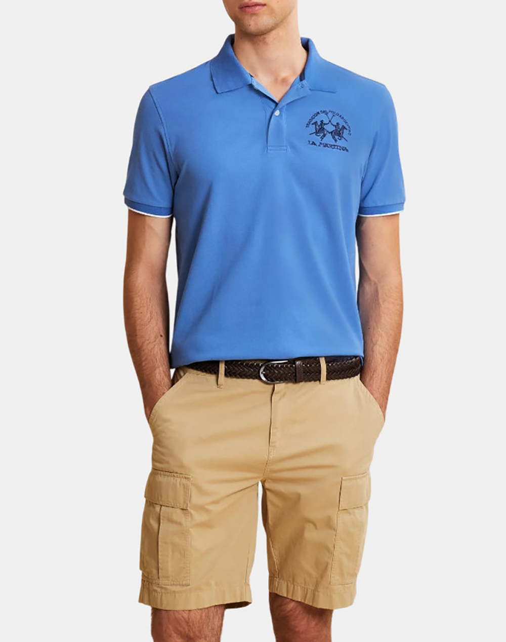 LA MARTINA ΜΠΛΟΥΖΑ ΠΟΛΟ ΚΜ MAN S/S POLO PIQUET STRETCH 3LMMCP001-07020 Blue