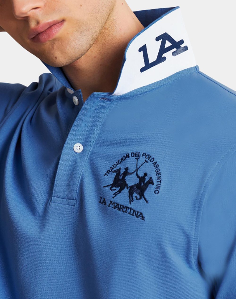 La Martina Μπλούζα Πολο Κμ Man S Polo Piquet Stretch 3Lmmcp001-07020 Blue ανδρικά ρούχα μπλούζες Politikos Shop Πολιτικός