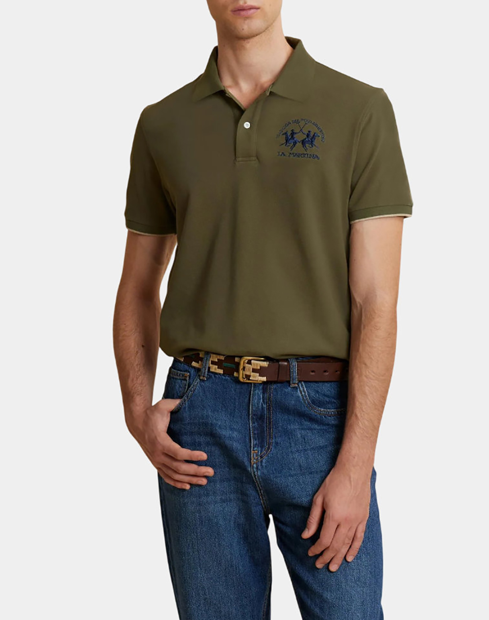 LA MARTINA ΜΠΛΟΥΖΑ ΠΟΛΟ ΚΜ MAN S/S POLO PIQUET STRETCH 3LMMCP001-03116 Olive