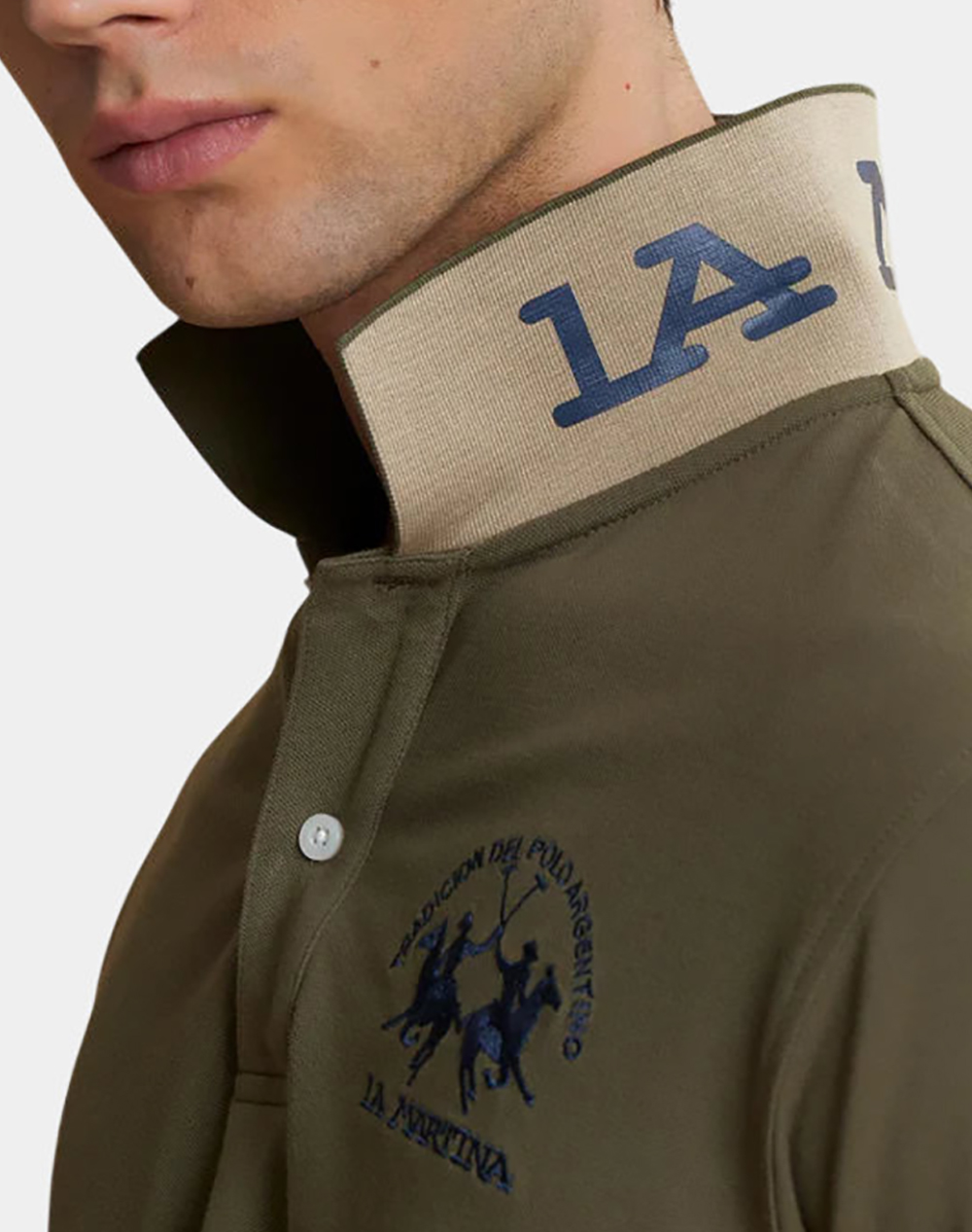 La Martina Μπλούζα Πολο Κμ Man S Polo Piquet Stretch 3Lmmcp001-03116 Olive ανδρικά ρούχα μπλούζες Politikos Shop Πολιτικός