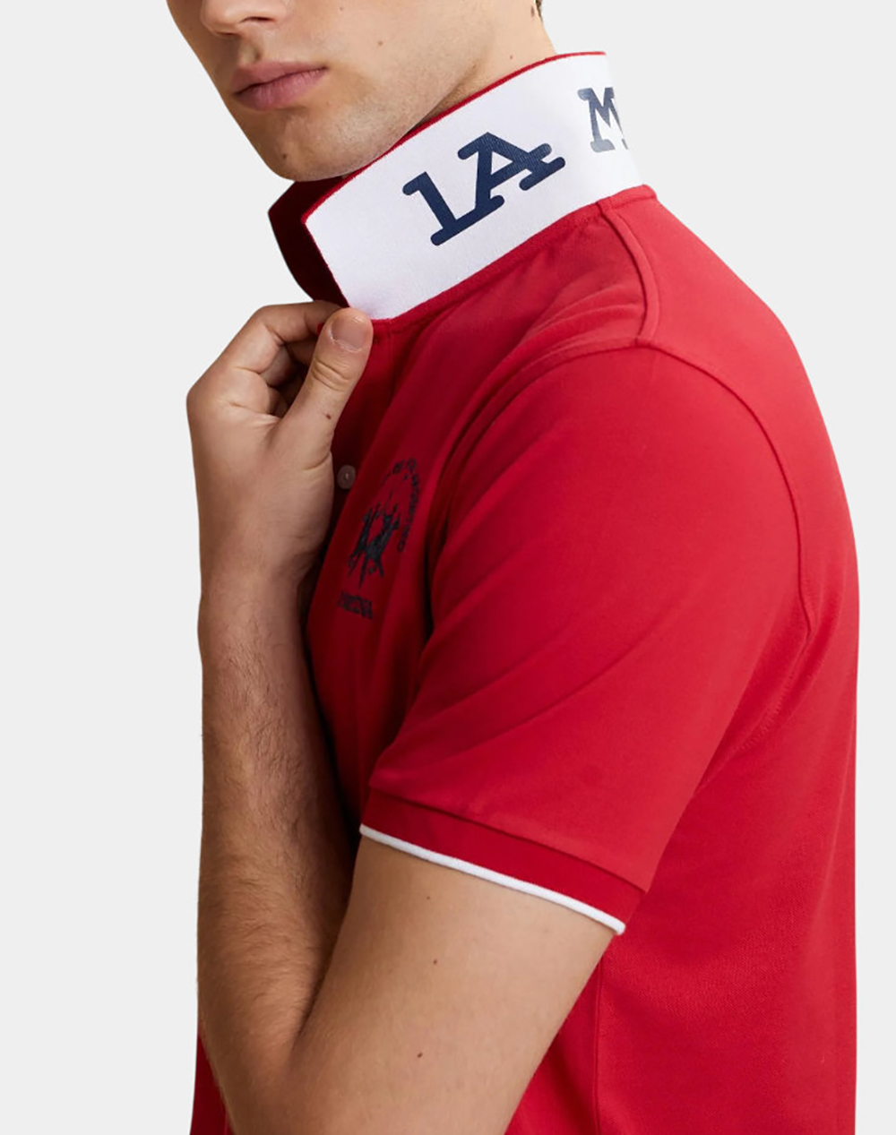 La Martina Μπλούζα Πολο Κμ Man S Polo Piquet Stretch 3Lmmcp001-06008 Red ανδρικά ρούχα μπλούζες Politikos Shop Πολιτικός