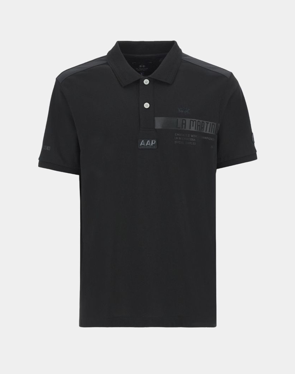 La Martina Μπλούζα Πολο Κμ Man Polo S Sleeve Piquet Stret 3Lmmcp321-09999 Black ανδρικά ρούχα μπλούζες Politikos Shop Πολιτικός