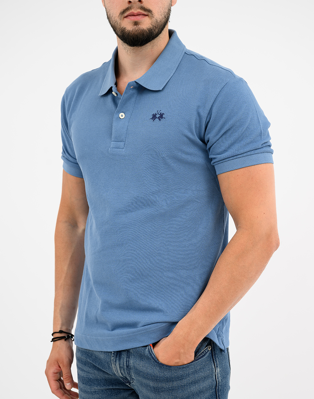 LA MARTINA ΜΠΛΟΥΖΑ POLO ΚΜ MAN POLO S/S SLEEVE COTTON PIQ 3LMBPMP11-07020 Blue