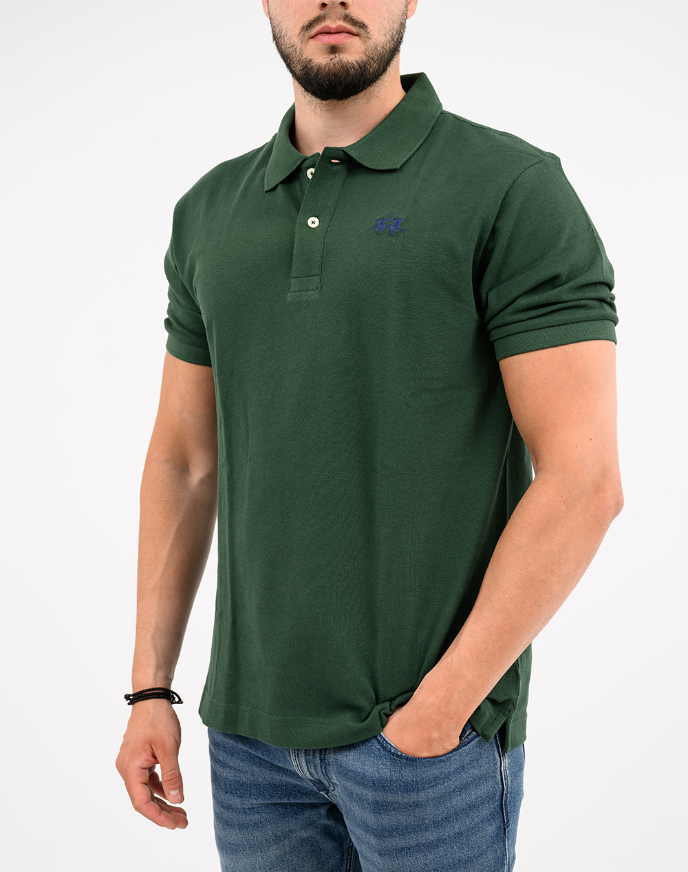 LA MARTINA ΜΠΛΟΥΖΑ POLO ΚΜ MAN POLO S/S SLEEVE COTTON PIQ 3LMBPMP11-03183 DarkGreen