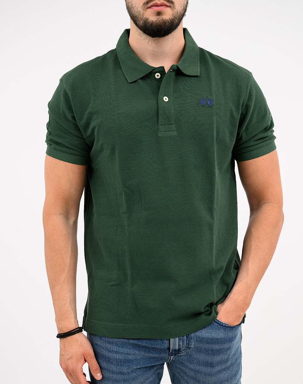 La Martina Μπλούζα Polo Κμ Man S Sleeve Cotton Piq 3Lmbpmp11-03183 Darkgreen ανδρικά ρούχα μπλούζες Politikos Shop Πολιτικός