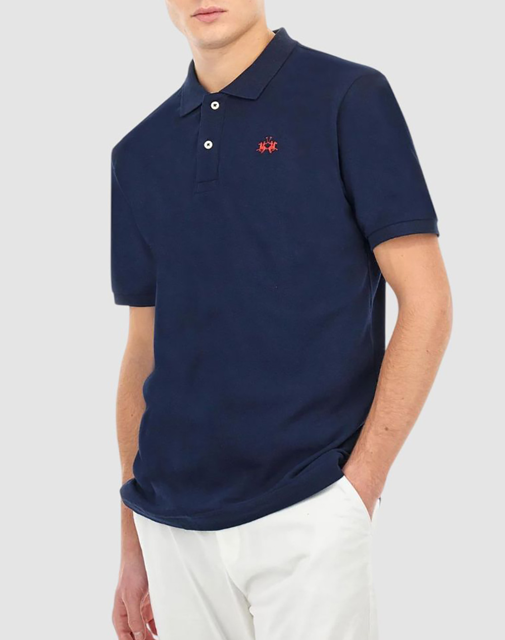 LA MARTINA ΜΠΛΟΥΖΑ POLO ΚΜ MAN POLO S/S SLEEVE COTTON PIQ 3LMBPMP11-07017 NavyBlue