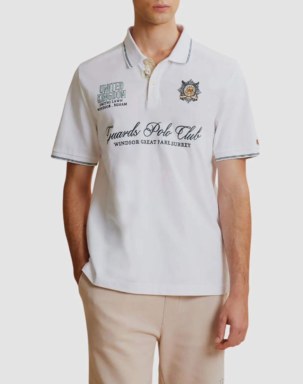LA MARTINA ΜΠΛΟΥΖΑ ΠΟΛΟ ΚΜ MAN S/S POLO PIQUET VISIBLE ST 3LMMCPG32-00001 White