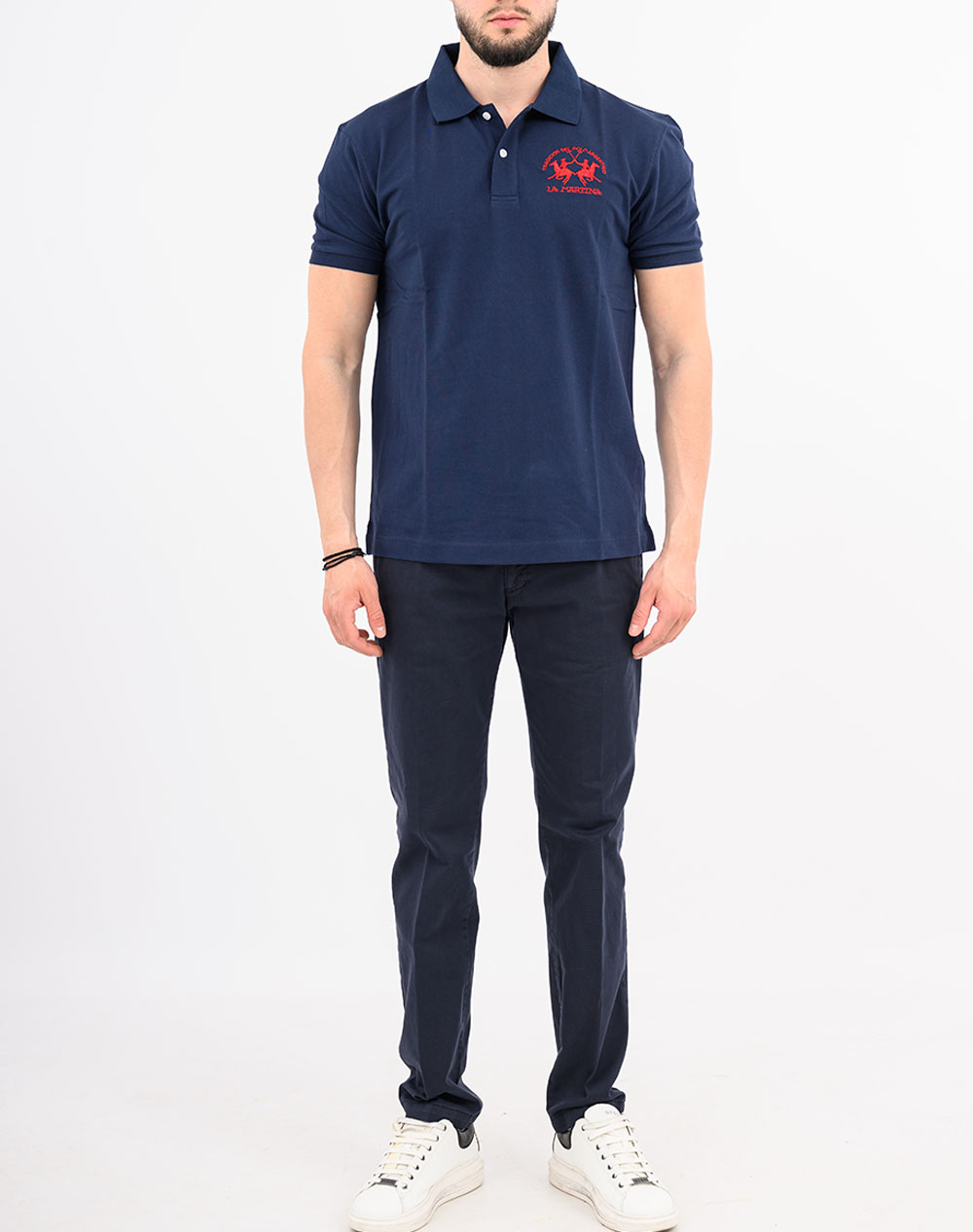 La Martina Μπλούζα Polo Κμ Man S Piquet Stretch 3Lmccmp11-07017 Navyblue ανδρικά ρούχα μπλούζες Politikos Shop Πολιτικός