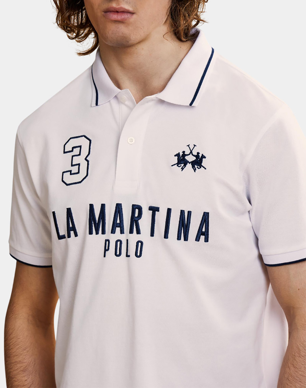 LA MARTINA ΜΠΛΟΥΖΑ ΠΟΛΟ ΚΜ MAN S/S POLO PIQUET STRETCH 3LMMCP320-00001 White φωτογραφία