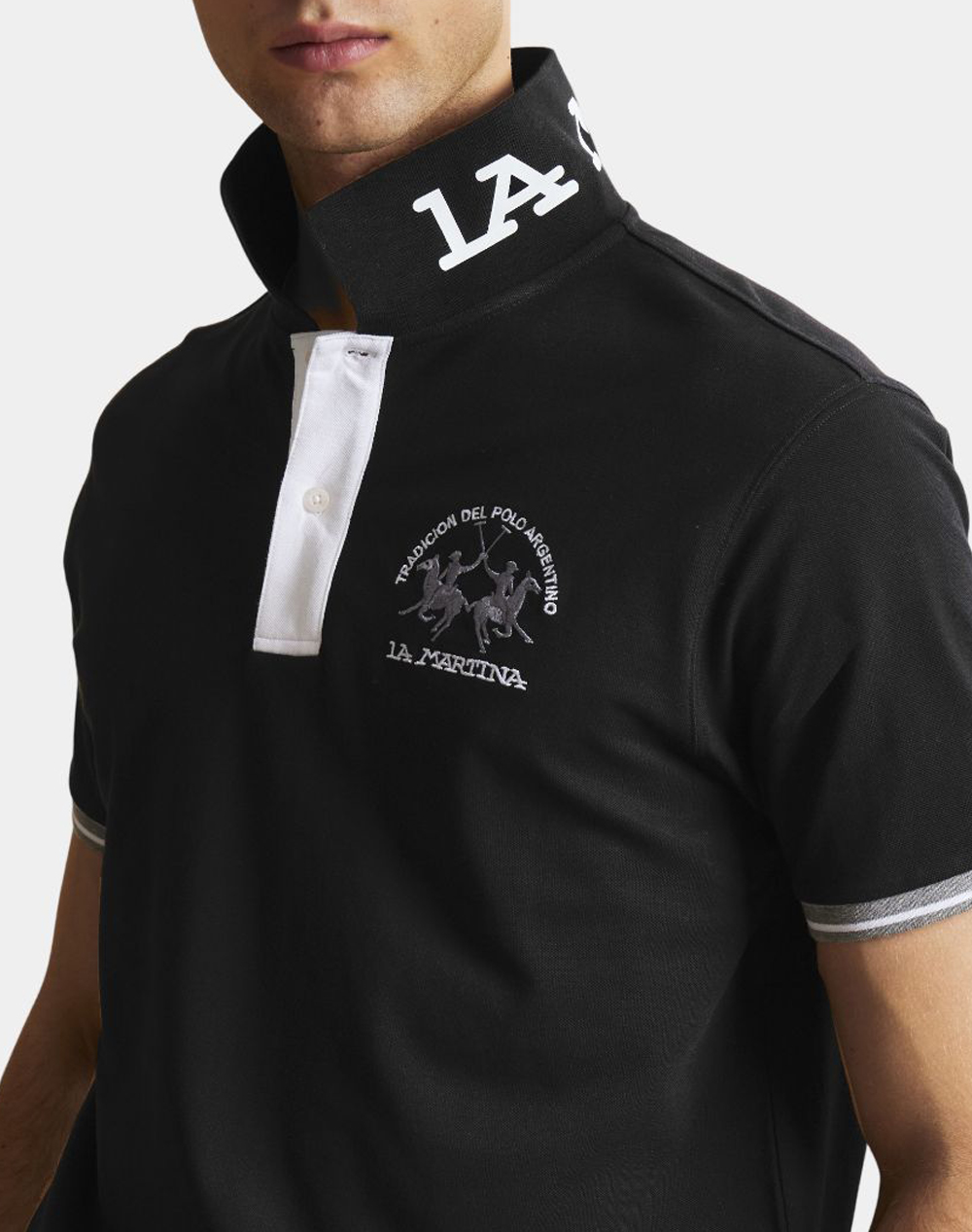 La Martina Μπλούζα Πολο Κμ Ma S Polo Piquet Stretch 3Lmmcp005-09999 Black ανδρικά ρούχα μπλούζες Politikos Shop Πολιτικός