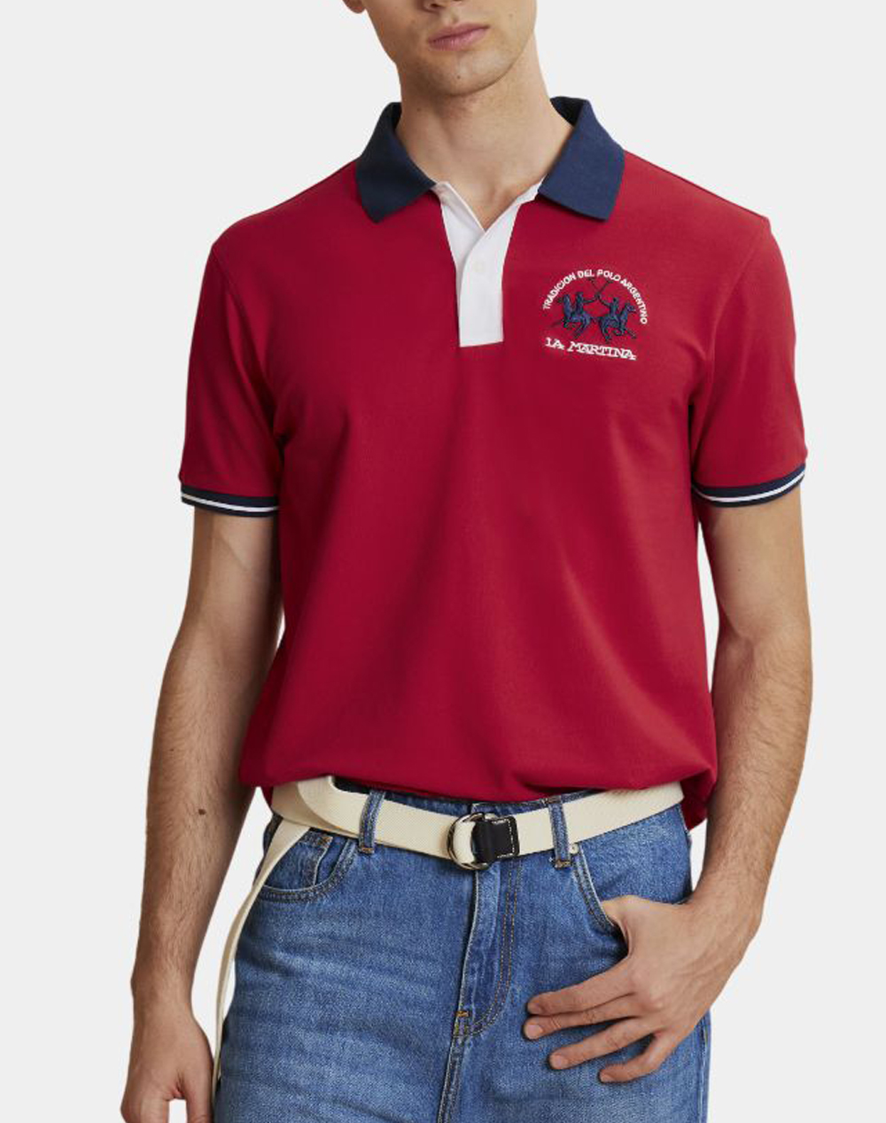 LA MARTINA ΜΠΛΟΥΖΑ ΠΟΛΟ ΚΜ MA S/S POLO PIQUET STRETCH 3LMMCP005-06008 Red