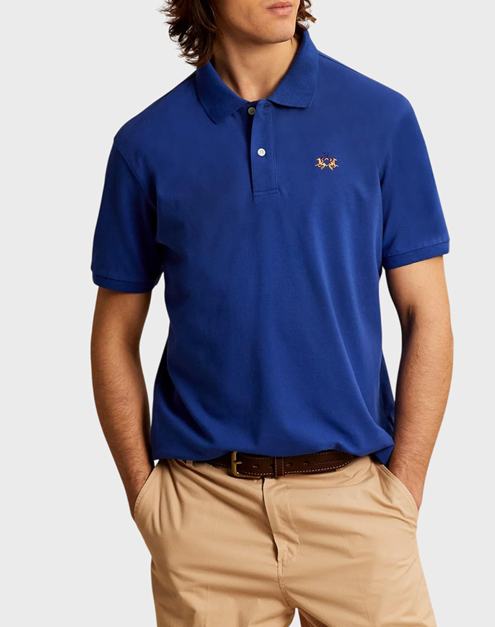 LA MARTINA ΜΠΛΟΥΖΑ ΠΟΛΟ ΚΜ MAN S/S POLO PIQUET STRETCH 3LMMCP002-07107 Blue