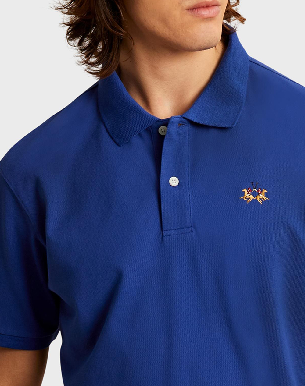 La Martina Μπλούζα Πολο Κμ Man S Polo Piquet Stretch 3Lmmcp002-07107 Blue ανδρικά ρούχα μπλούζες Politikos Shop Πολιτικός